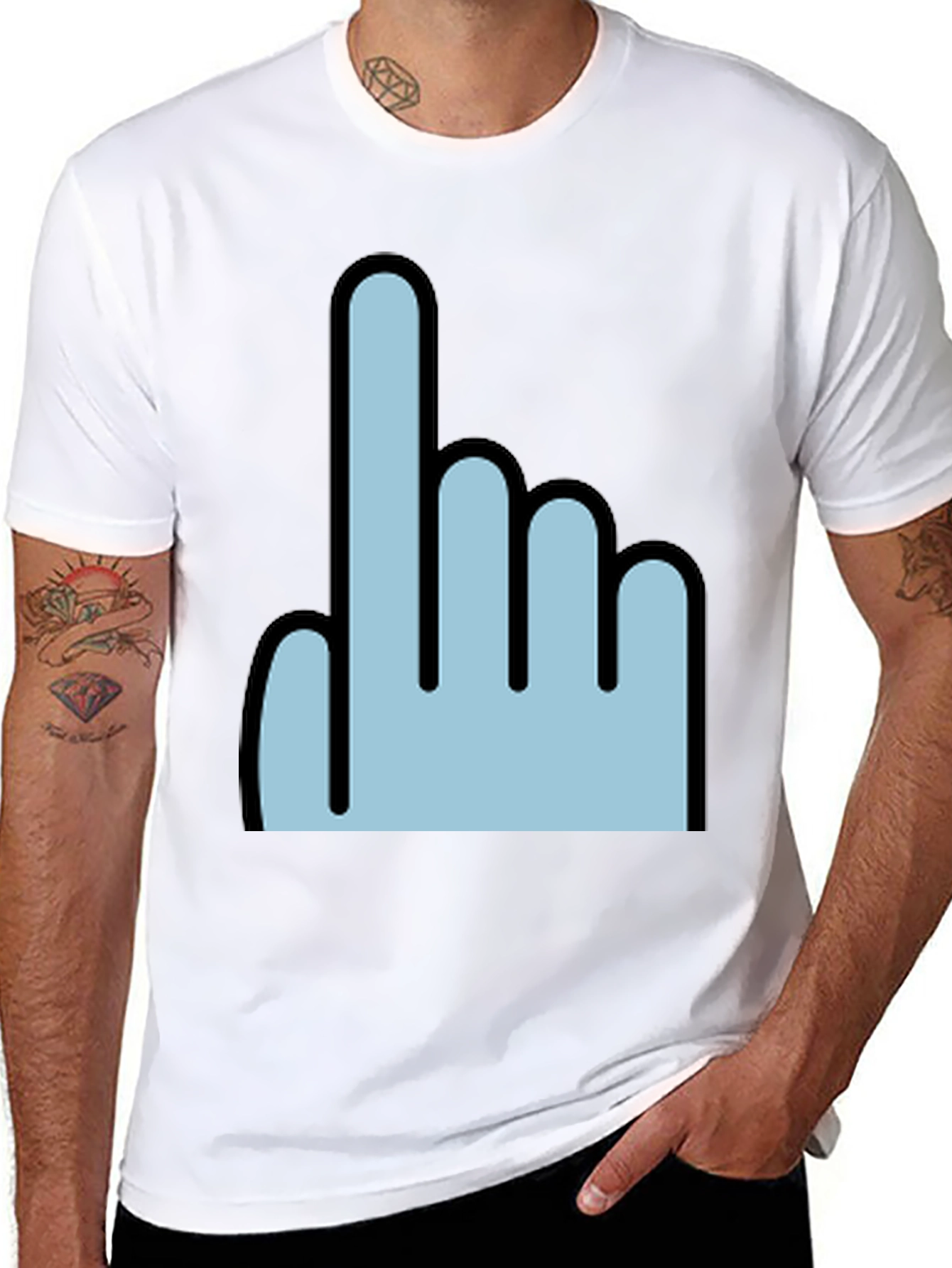 Black Pointing Finger Graphic Tee - Trendy Black T-Shirt view 8