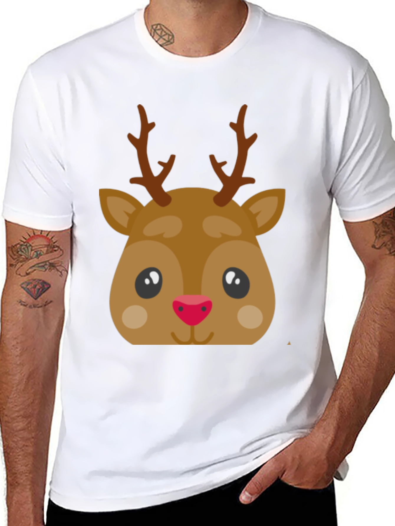 Black Festive Reindeer Graphic Tee - Holiday Fun! view 8