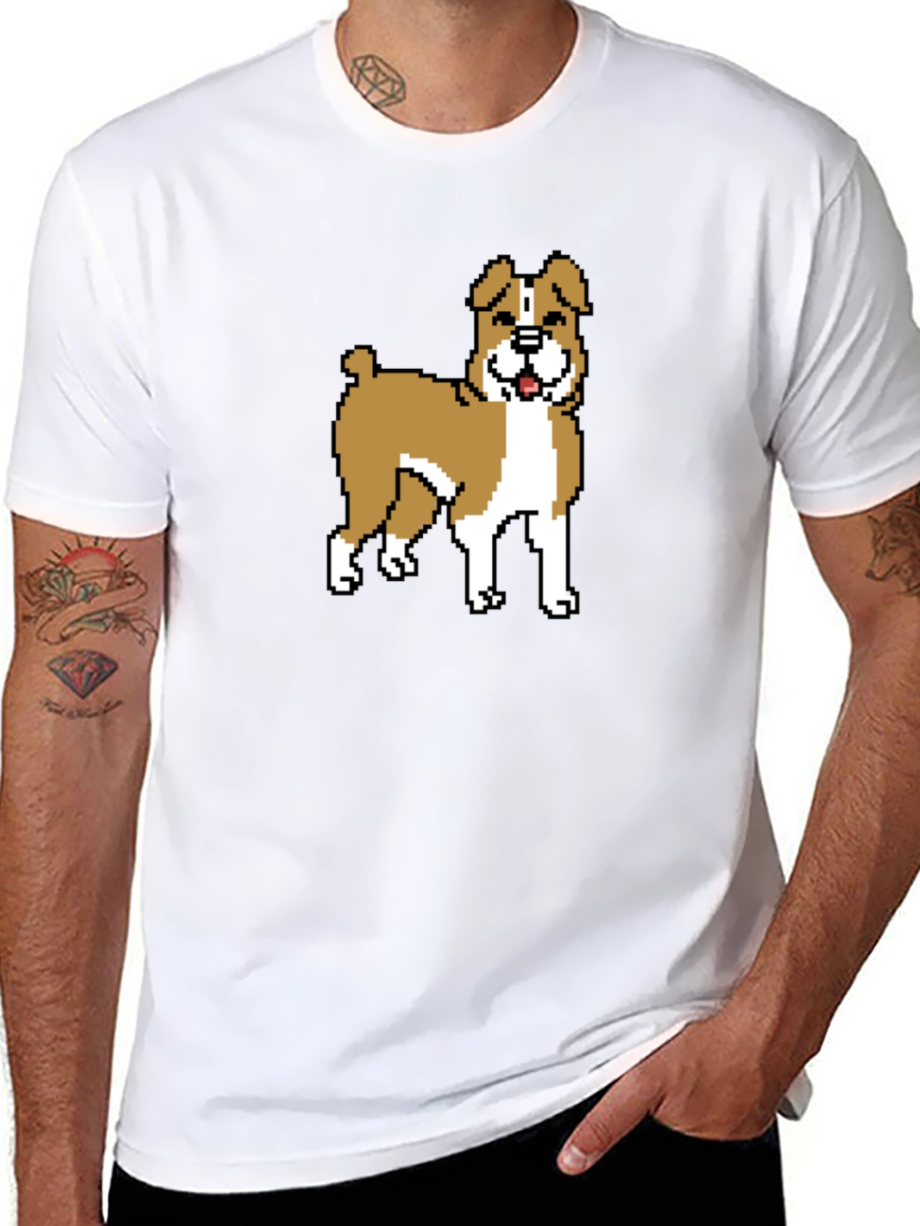 Black Pixel Dog Graphic T-Shirt - Black view 8