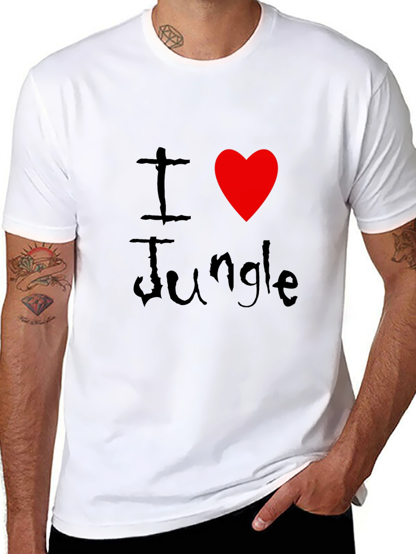 Black I Love Jungle Black Graphic Tee Shirt view 8