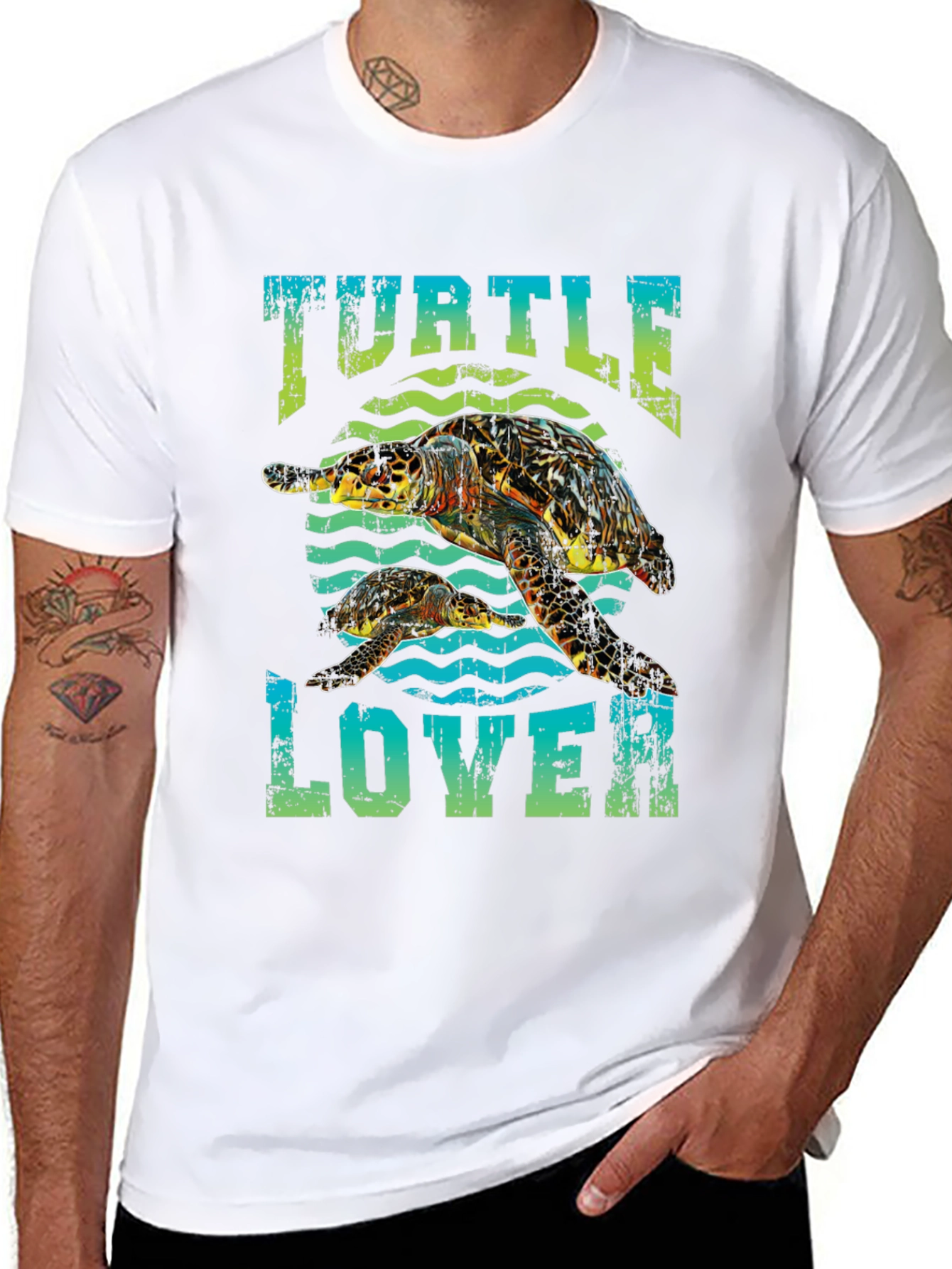 Black Turtle Lover Graphic Tee - Black Cotton T-Shirt view 8