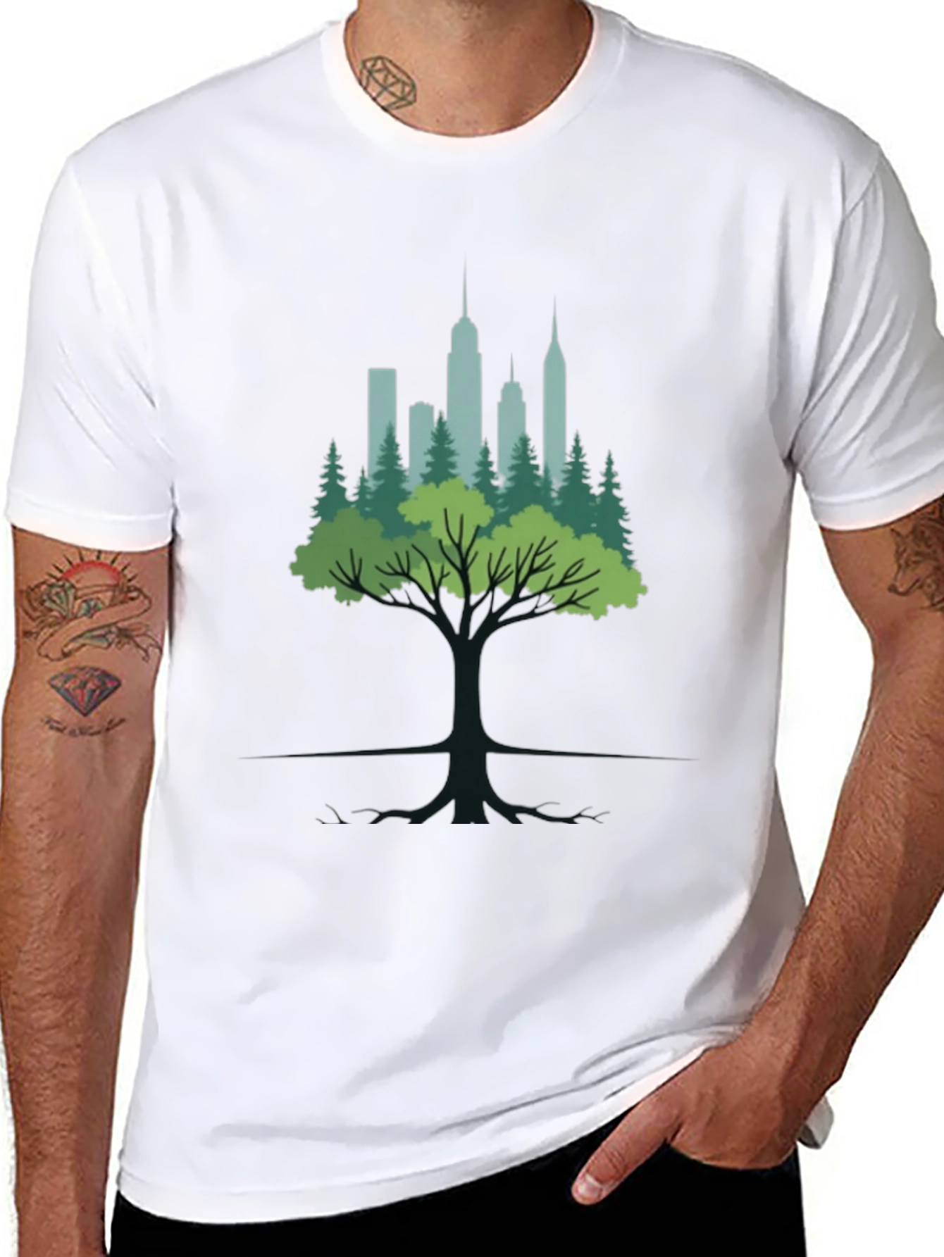 Black Urban Roots Graphic Tee - Nature Meets City view 8