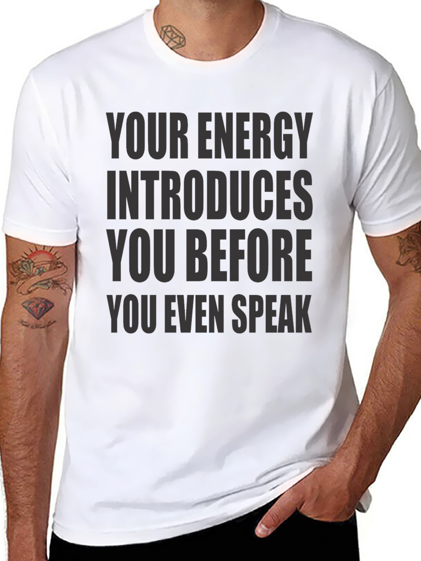 Black Energy Intro T-Shirt - Black Crew Neck Tee view 8
