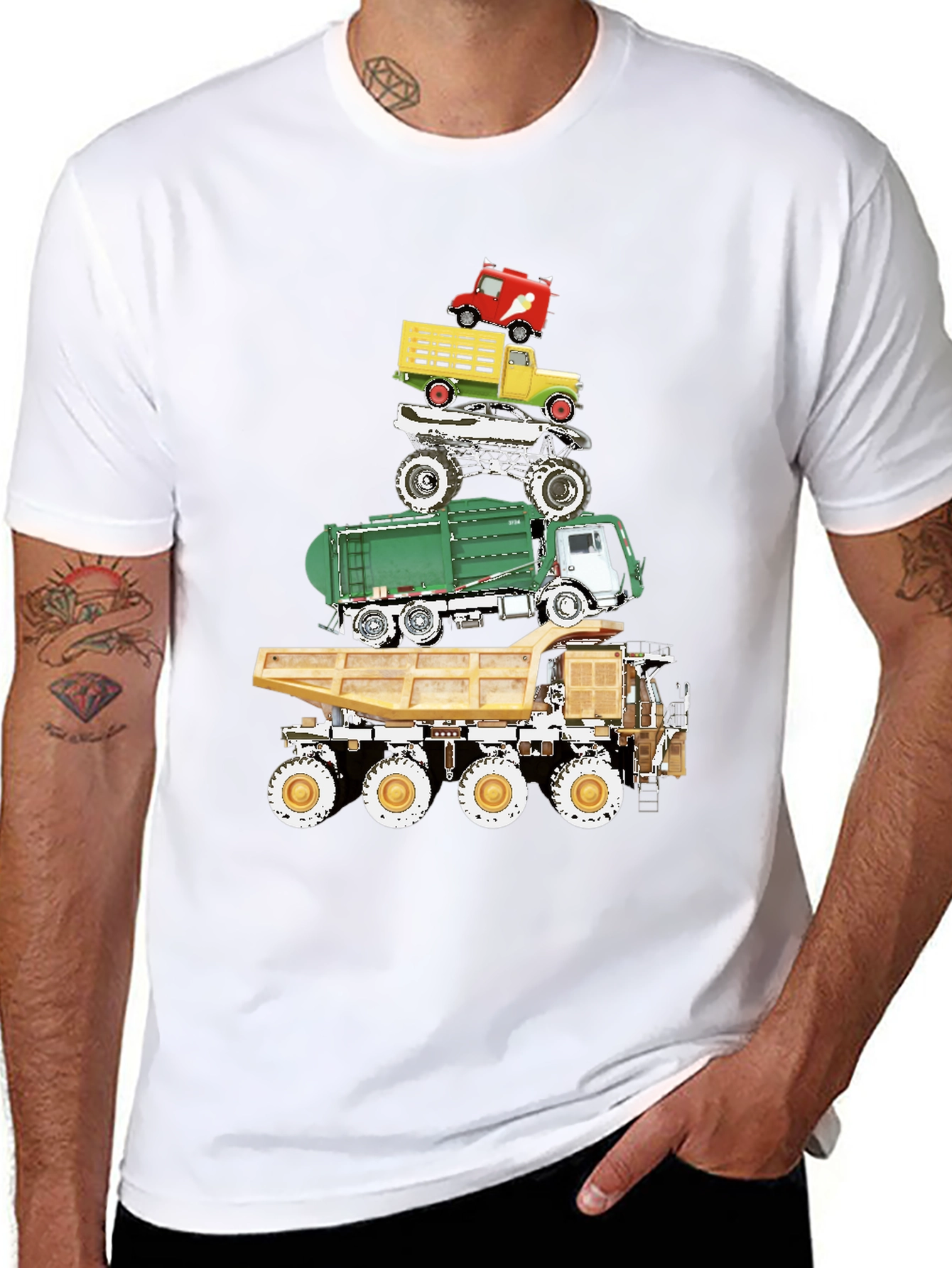 Black Truck Stack Graphic Tee - Fun Novelty Design view 8
