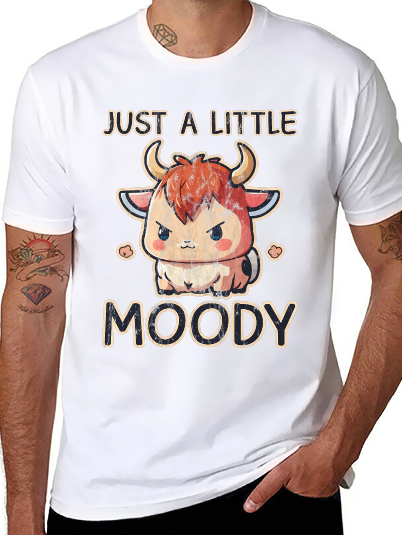 Black Just a Little Moody Cow T-Shirt view 8