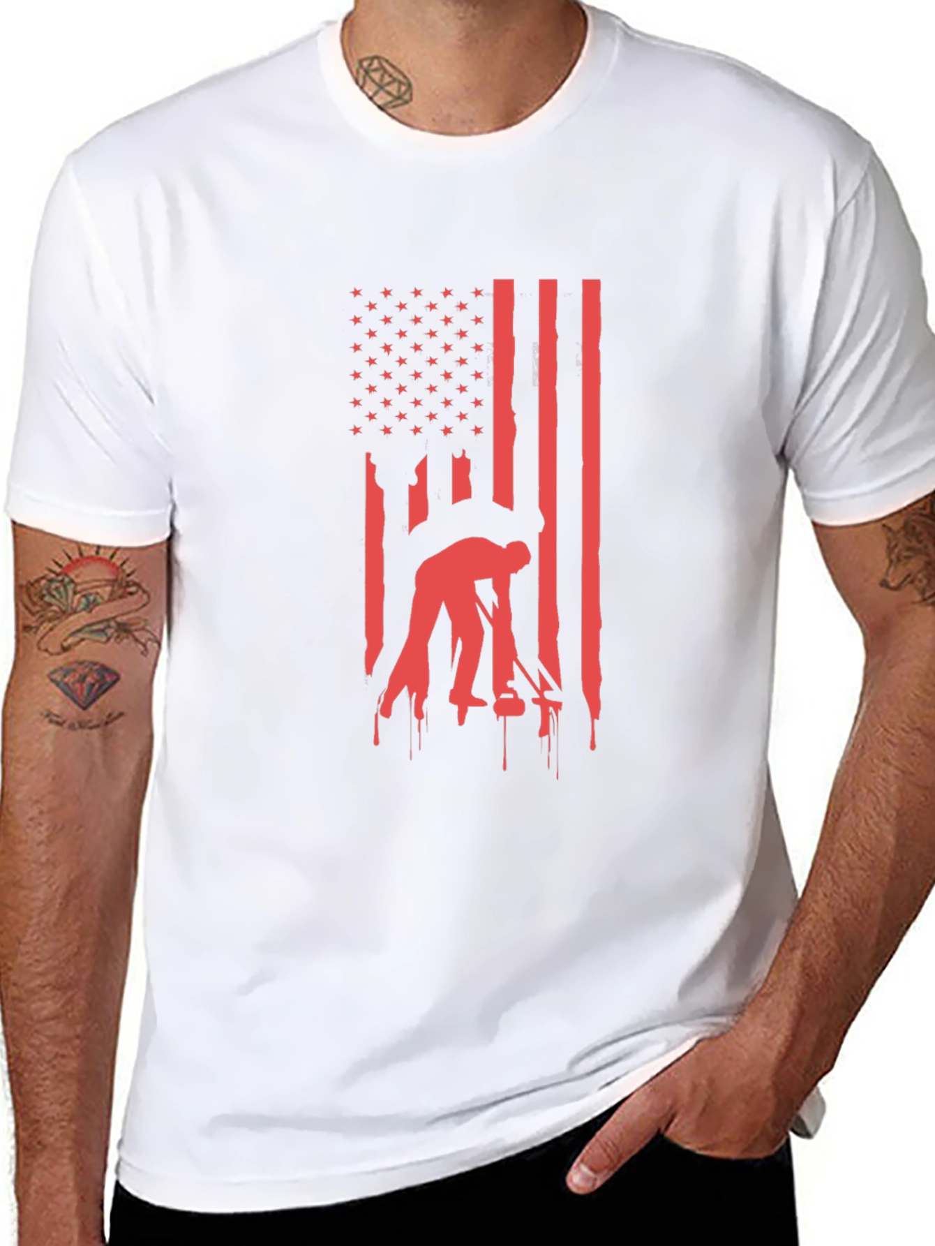 Black American Flag Welder T-Shirt - Patriotic Welding Tee view 8