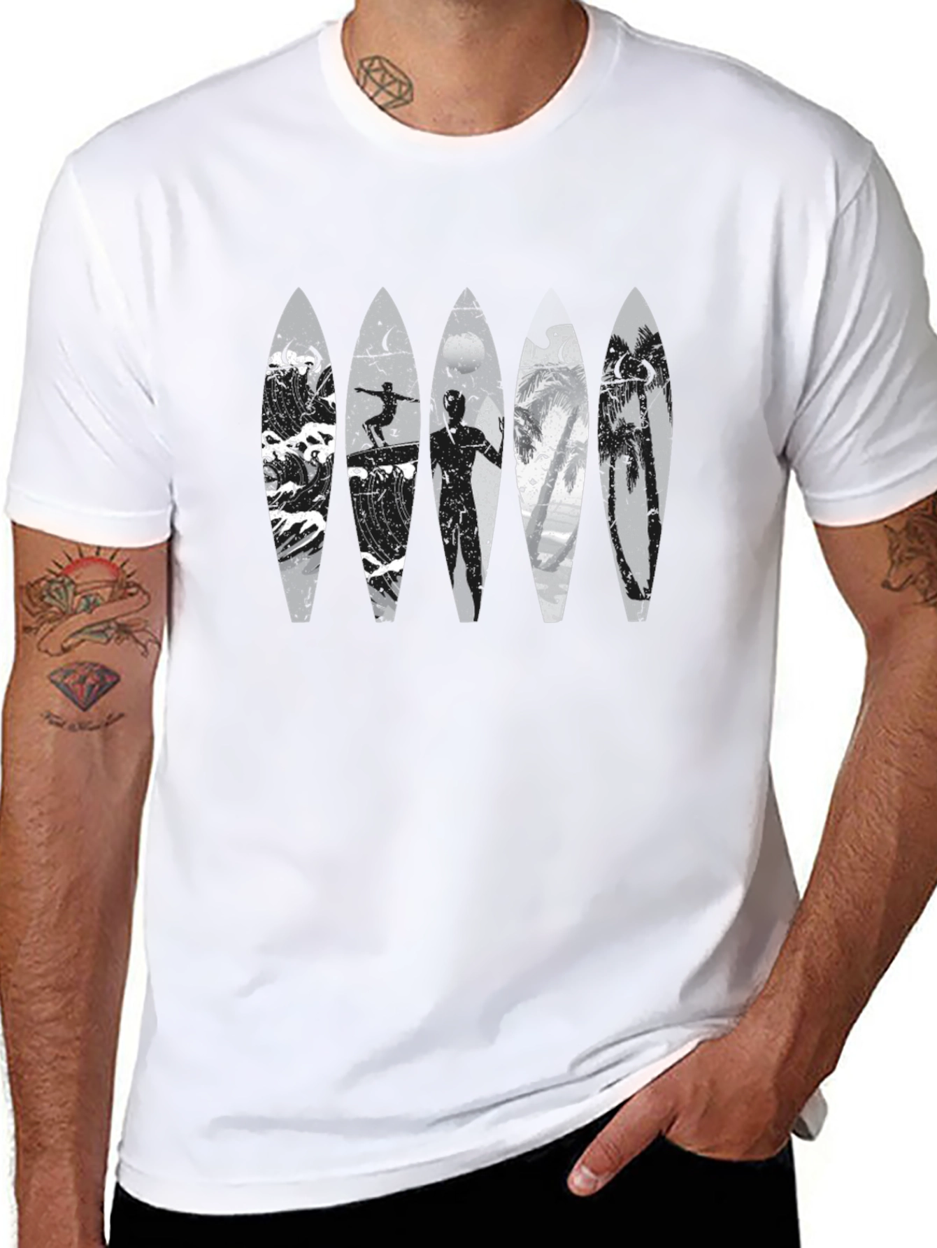 Black Surfboard Graphic Tee - Coastal Lifestyle view 8