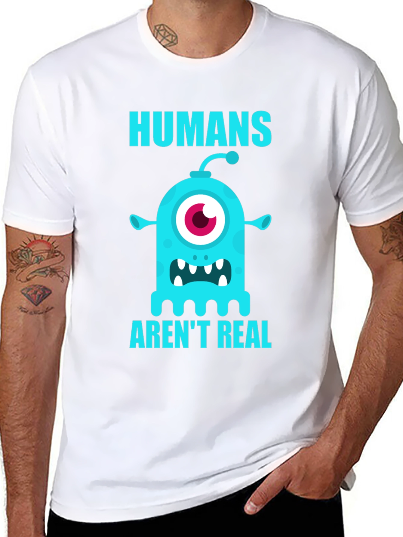 Black Humans Aren't Real Monster Graphic T-Shirt view 8