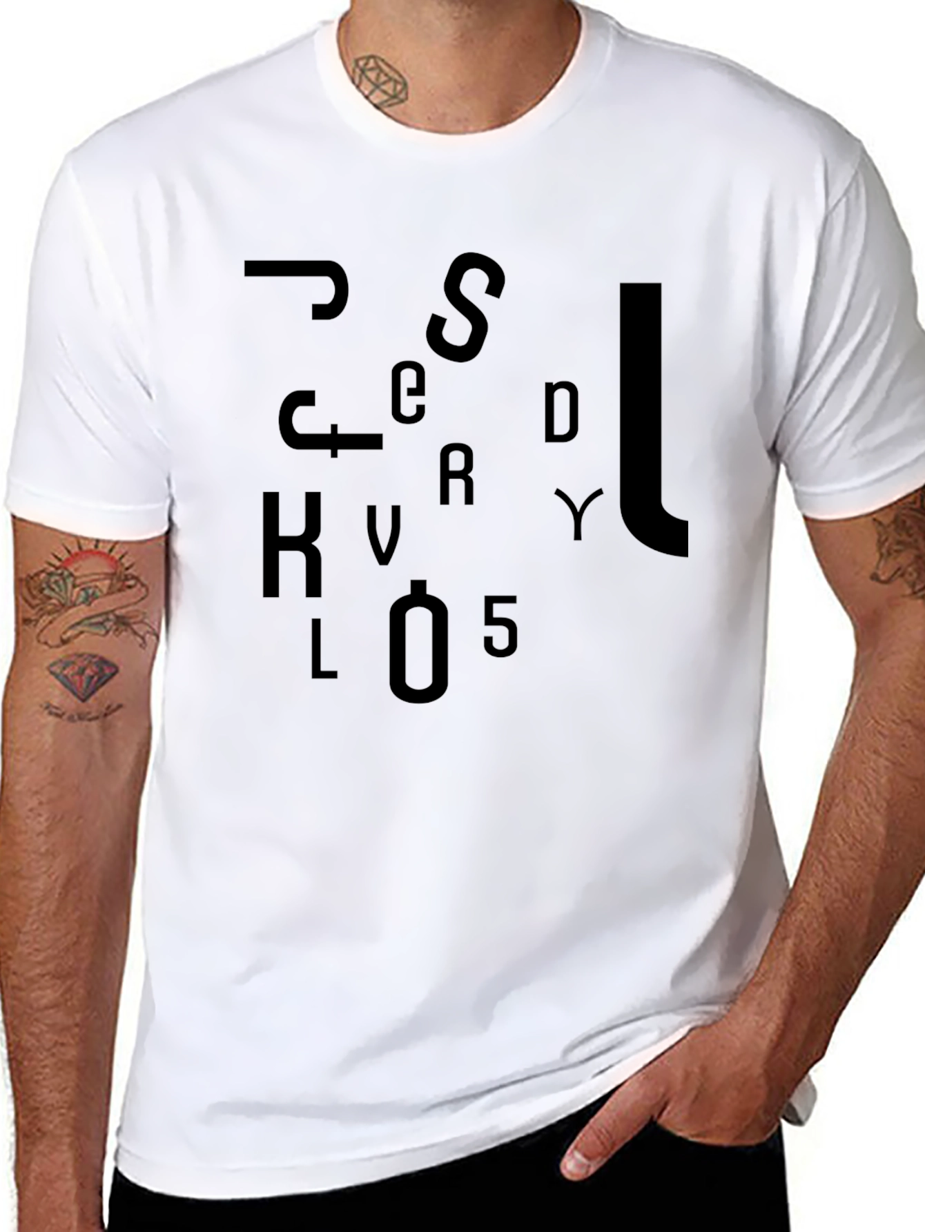 Black Abstract Lettering Graphic T-Shirt view 8