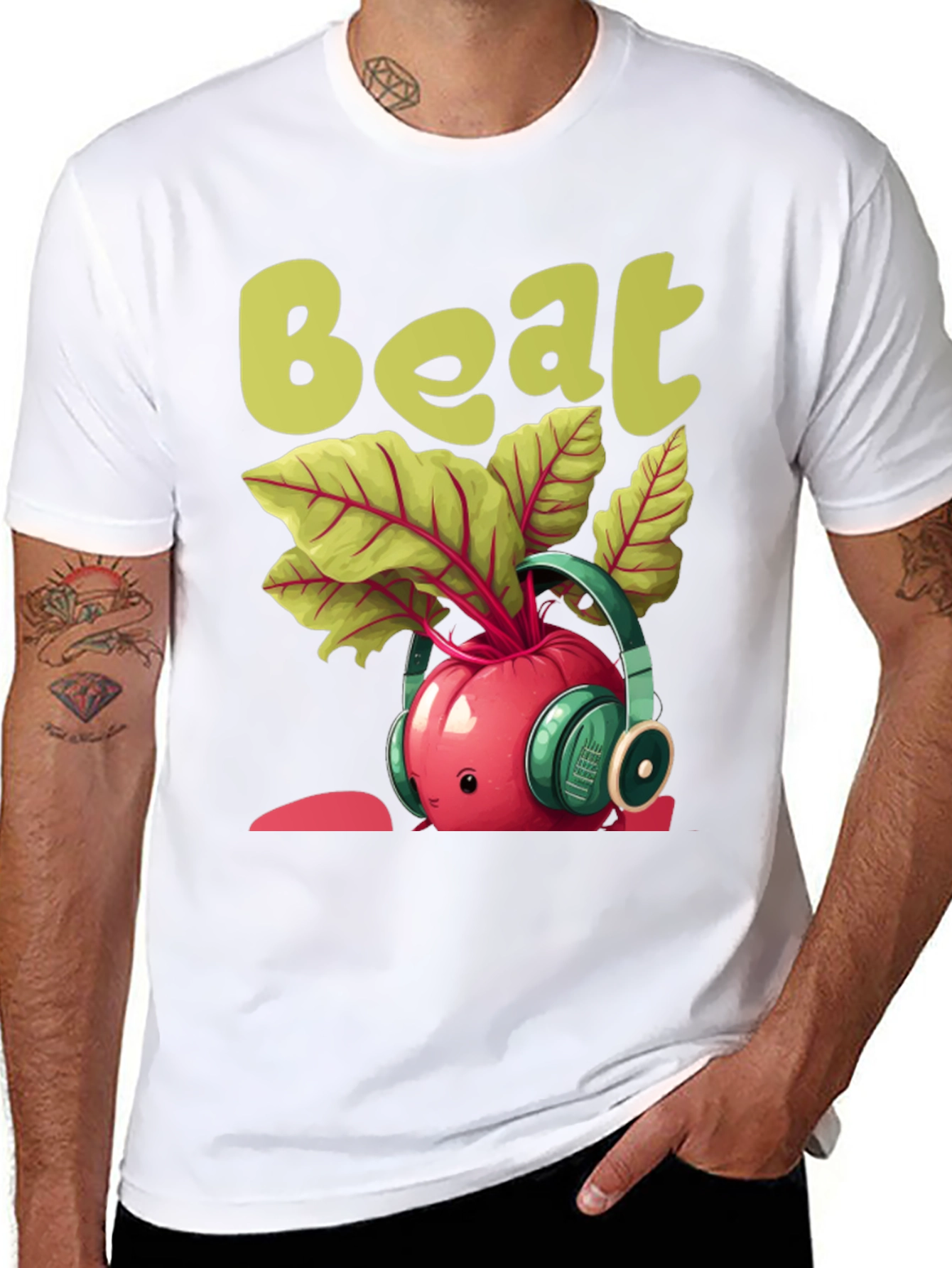 Black Funny "Beat" Music Beetroot Graphic Tee view 8