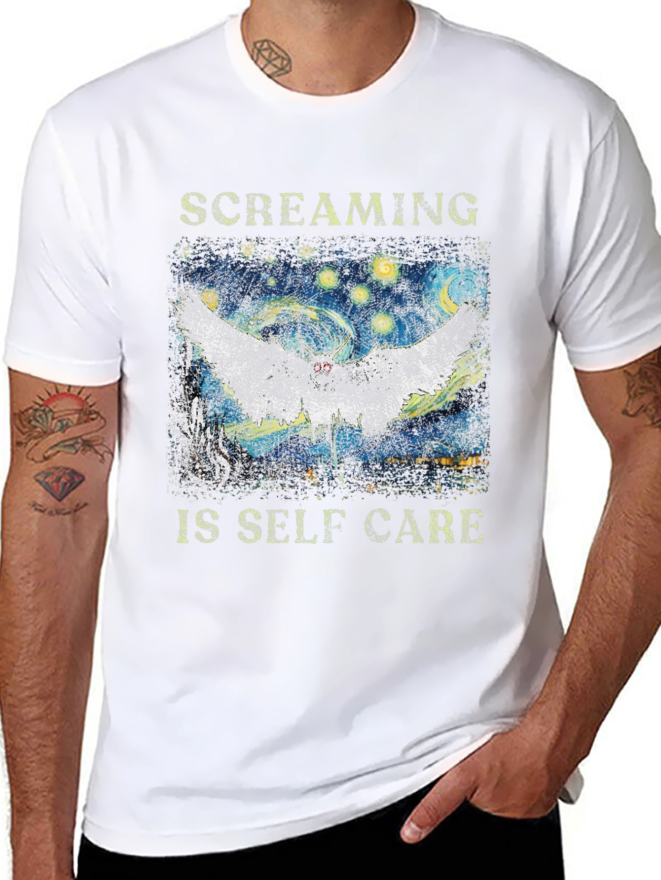 Black Screaming Is Self Care Graphic T-Shirt view 8