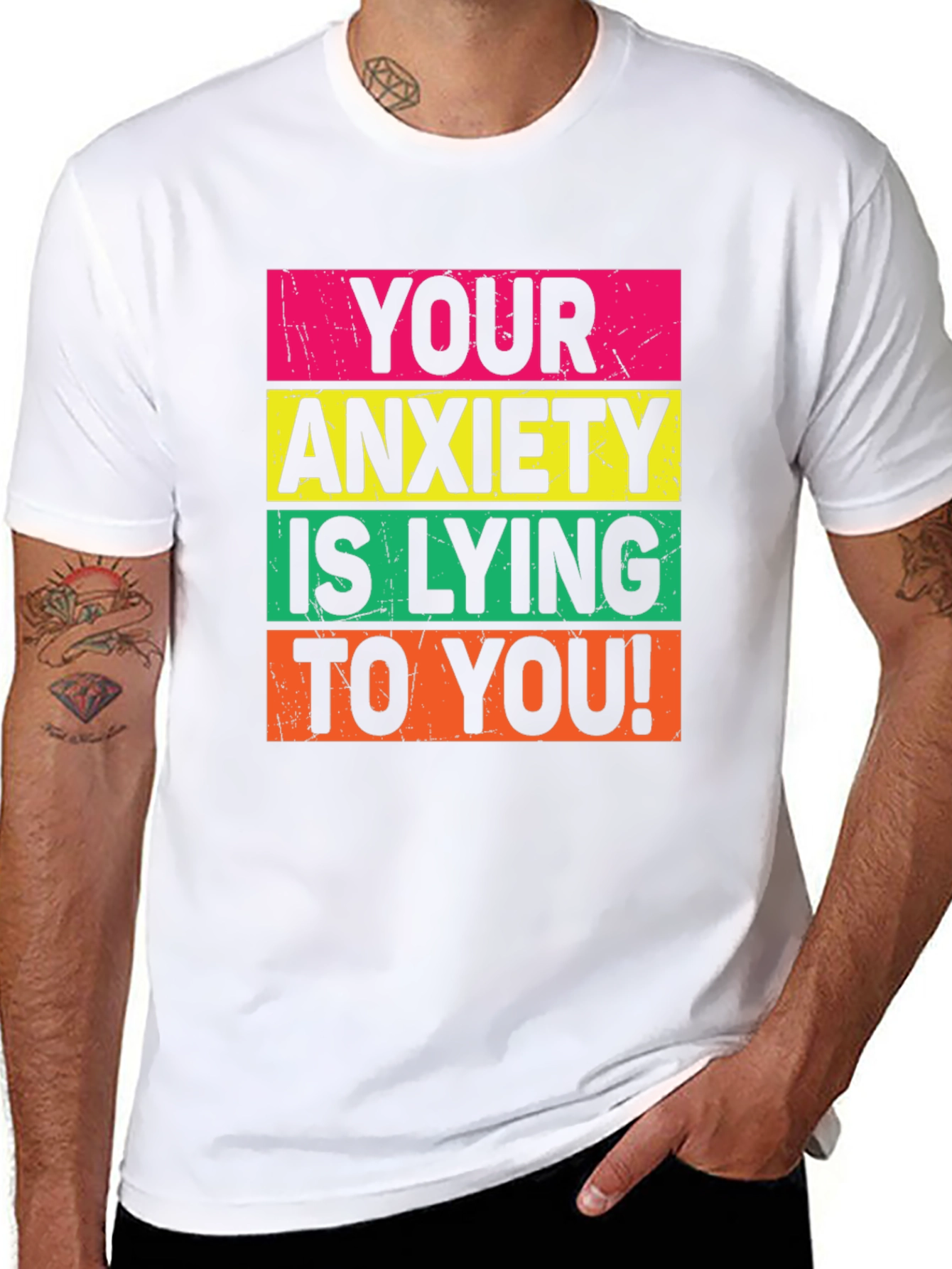 Black Anxiety Lying Graphic Tee - Positive Mindset T-Shirt view 8