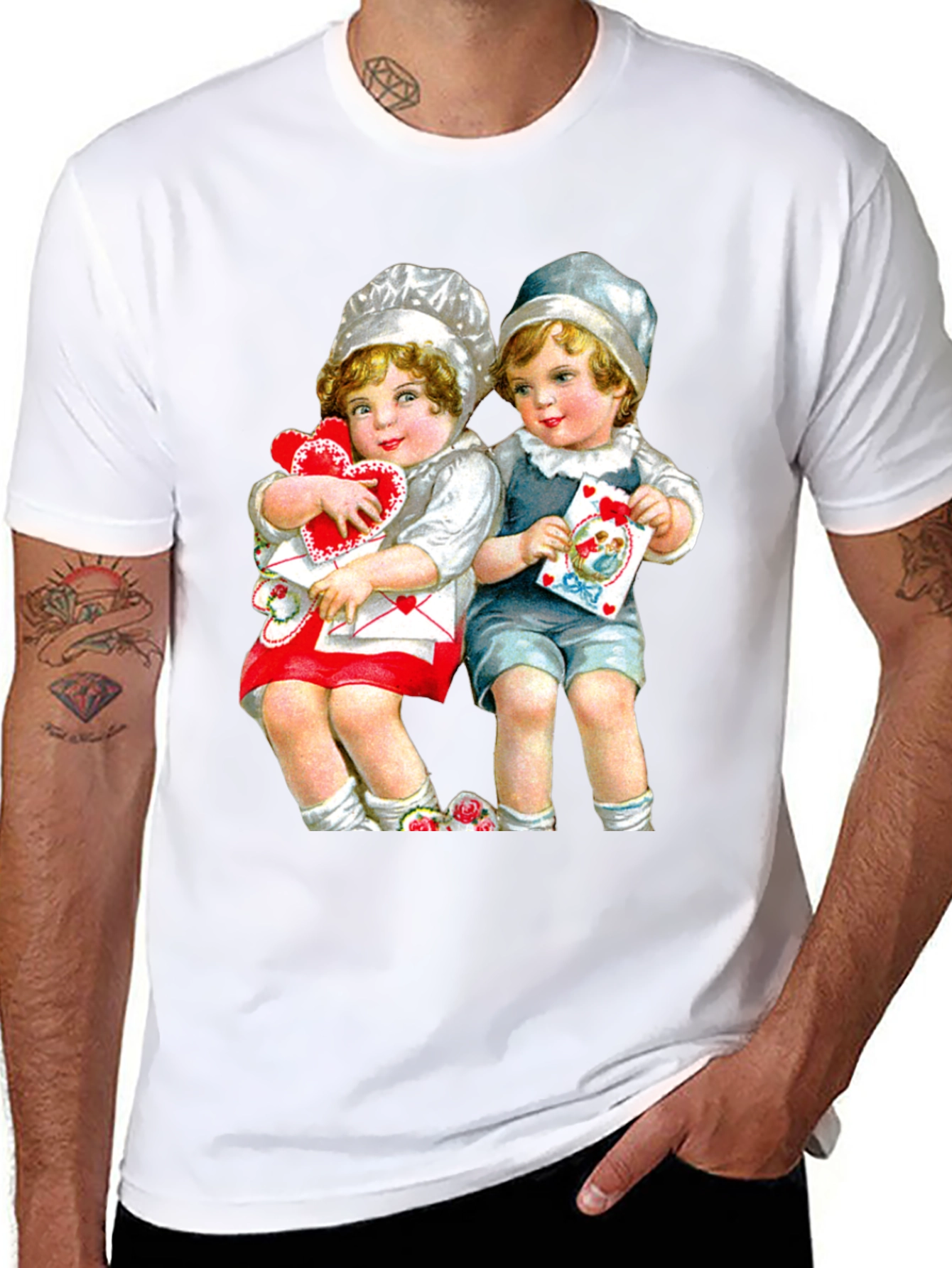 Black Vintage Valentine's Day Kids Graphic T-Shirt view 8
