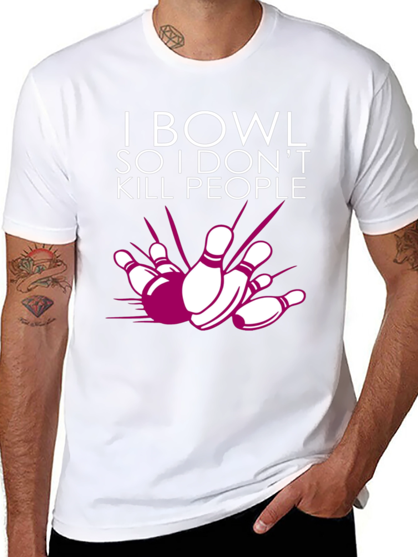 Black I Bowl So I Don't Kill People Graphic Tee view 8