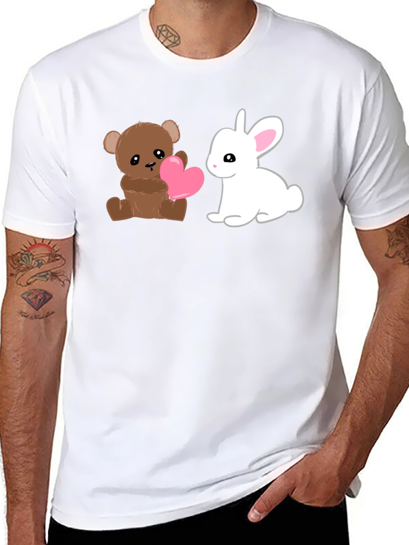 Black Cute Cartoon Animals Graphic T-Shirt view 8