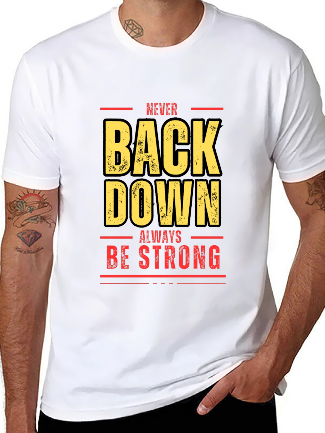 Black Never Back Down Black Graphic Tee view 8
