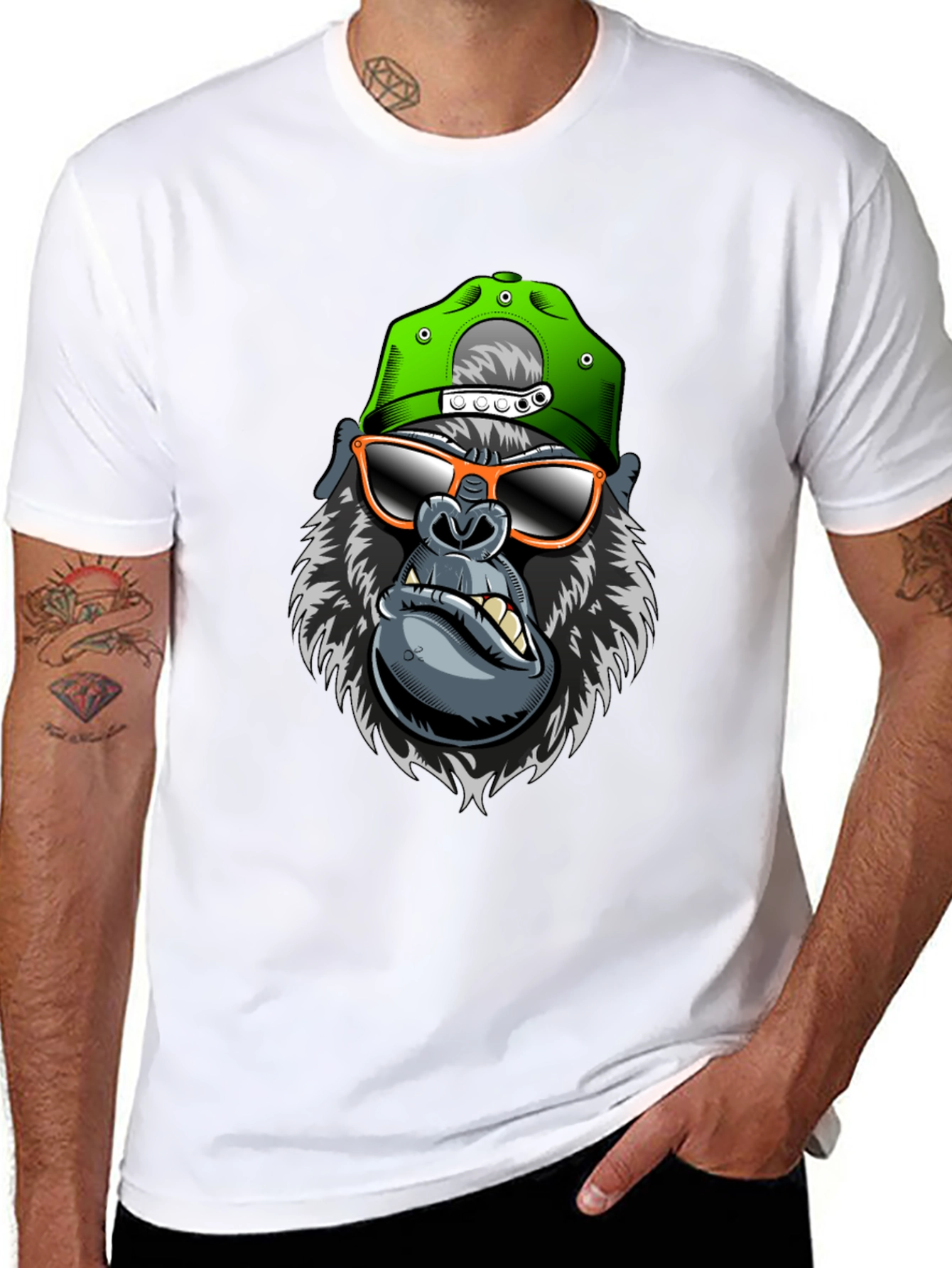 Black Cool Gorilla Graphic Tee view 8