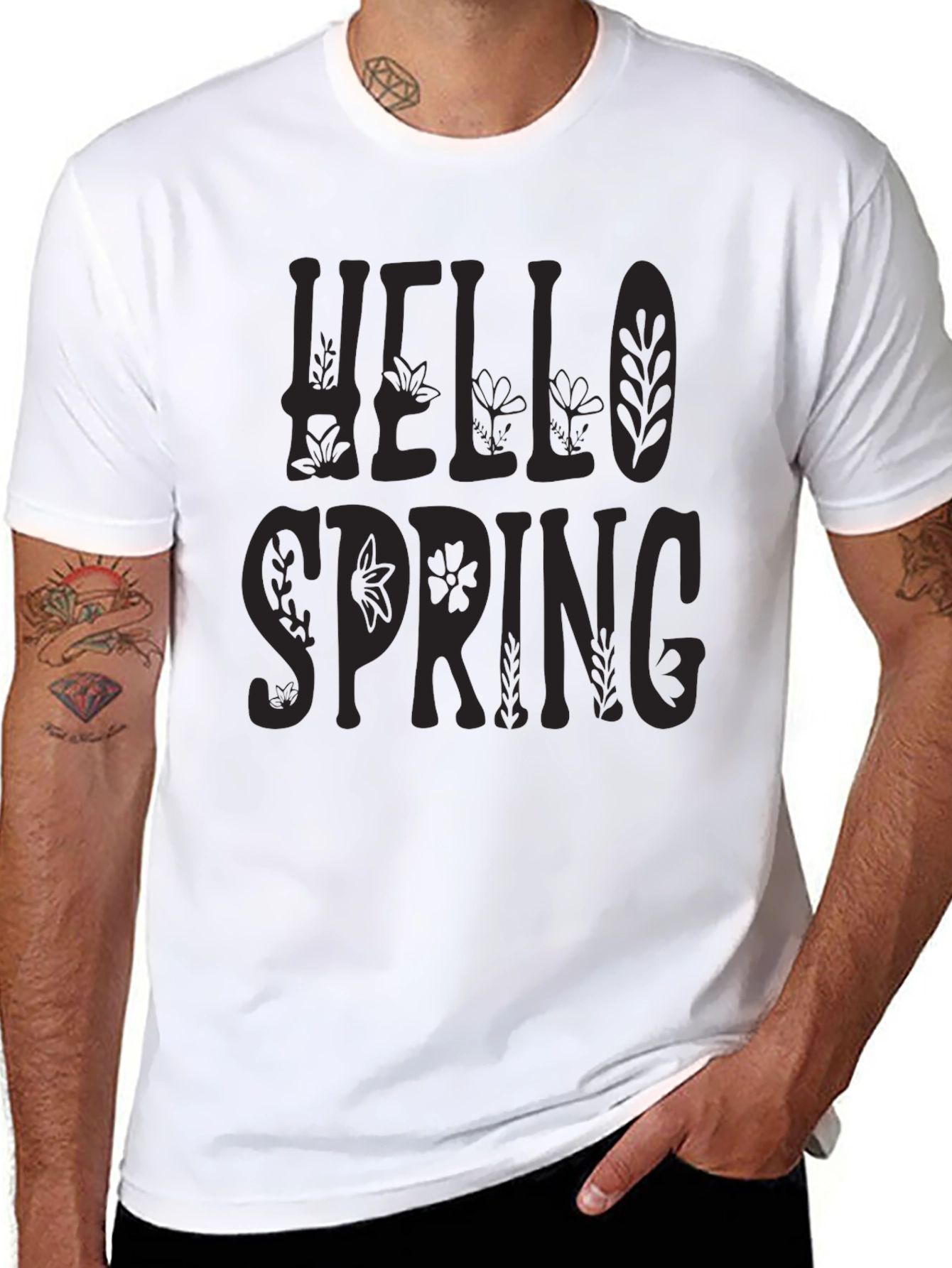 Black Hello Spring Graphic Tee - Black view 8