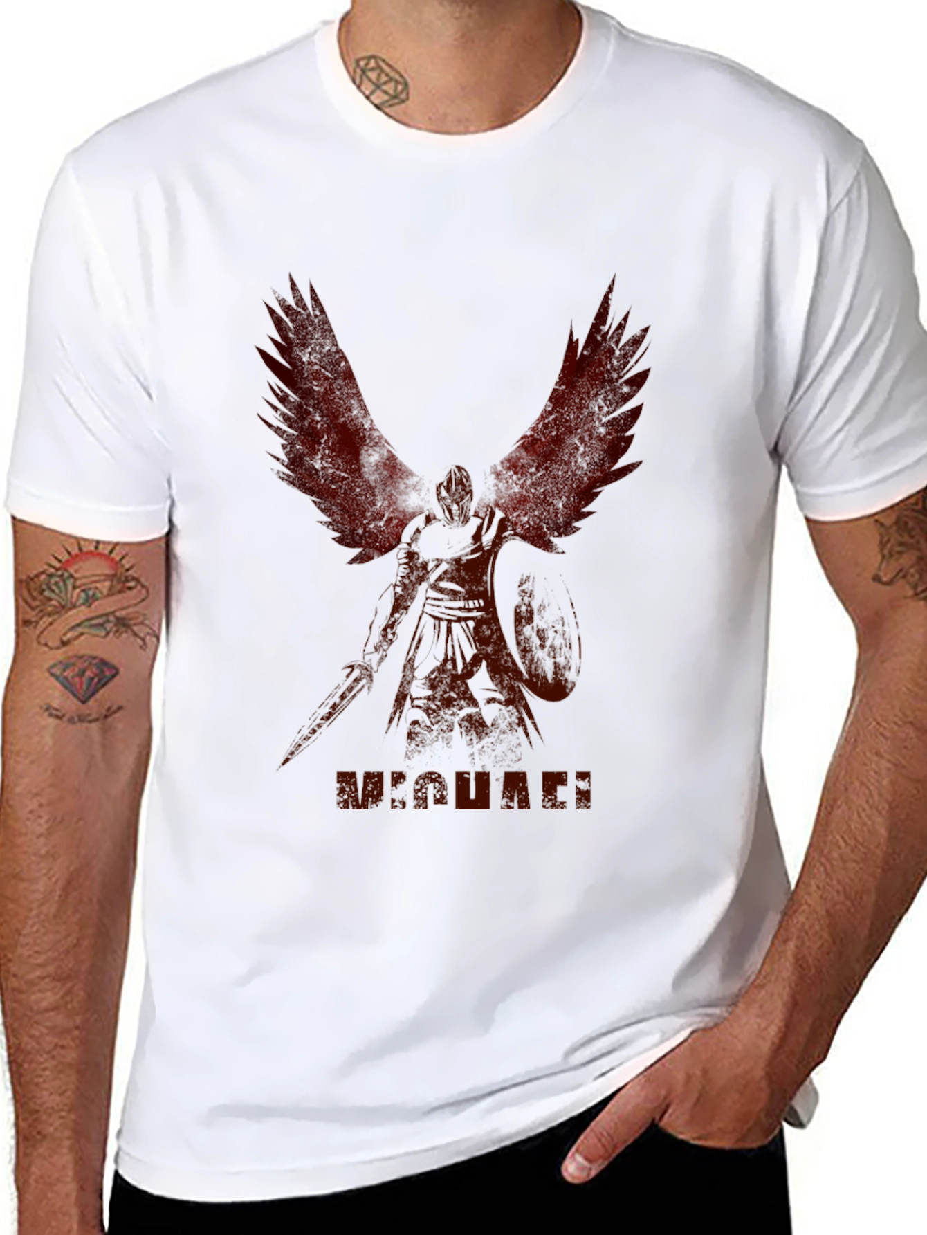Black Michael Wings Graphic T-Shirt - Stylish Crew Neck Tee view 8
