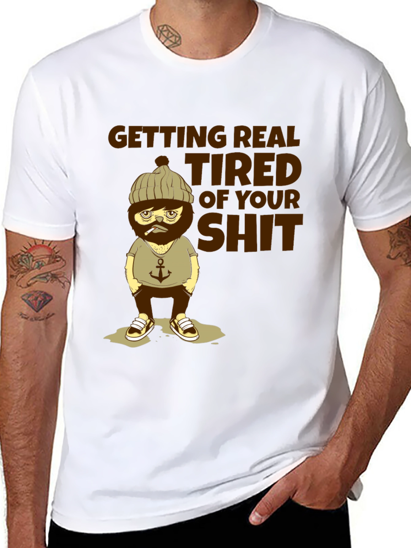 Black "Getting Real Tired" Graphic T-Shirt view 8