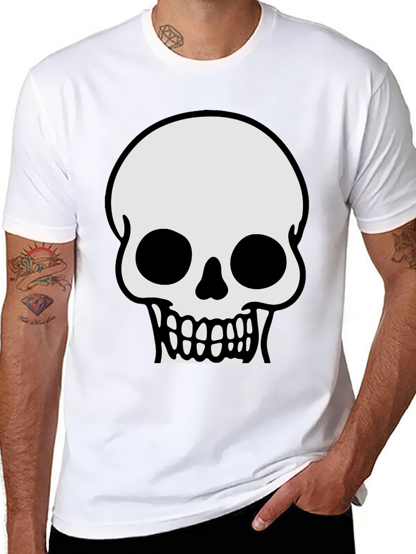Black Skull Graphic T-Shirt - Classic Halloween Tee view 8