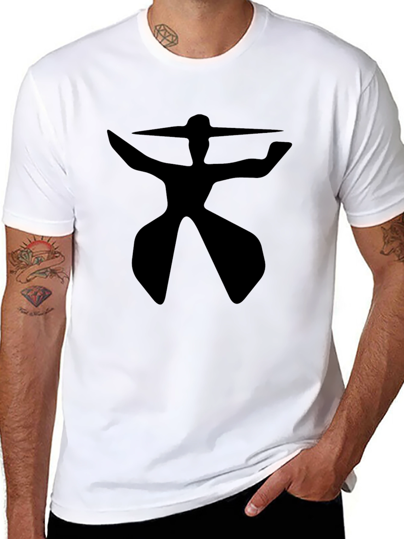 Black Abstract Figure Graphic Tee - Black view 8