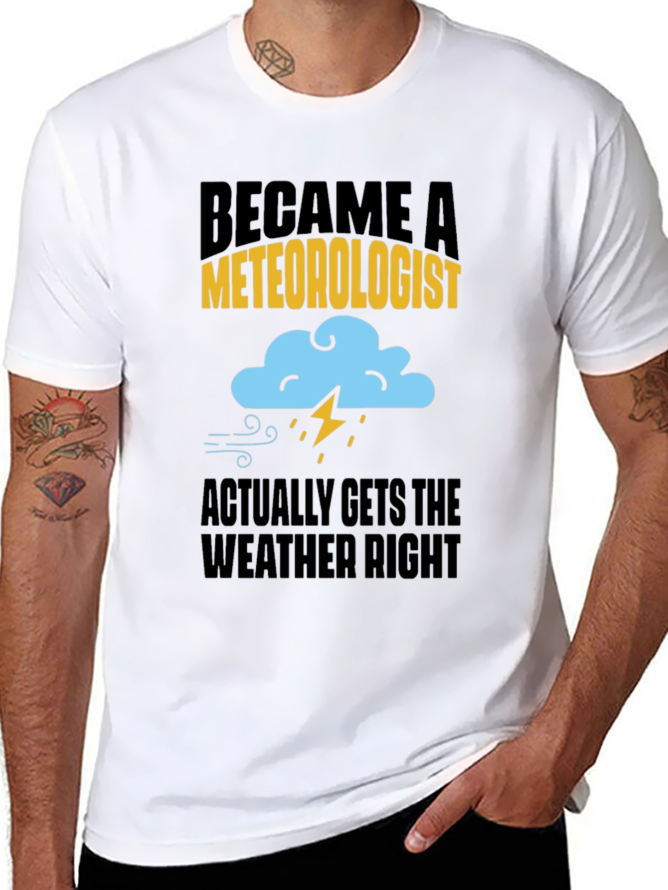 Black Meteorologist Weather Humor Graphic T-Shirt view 8
