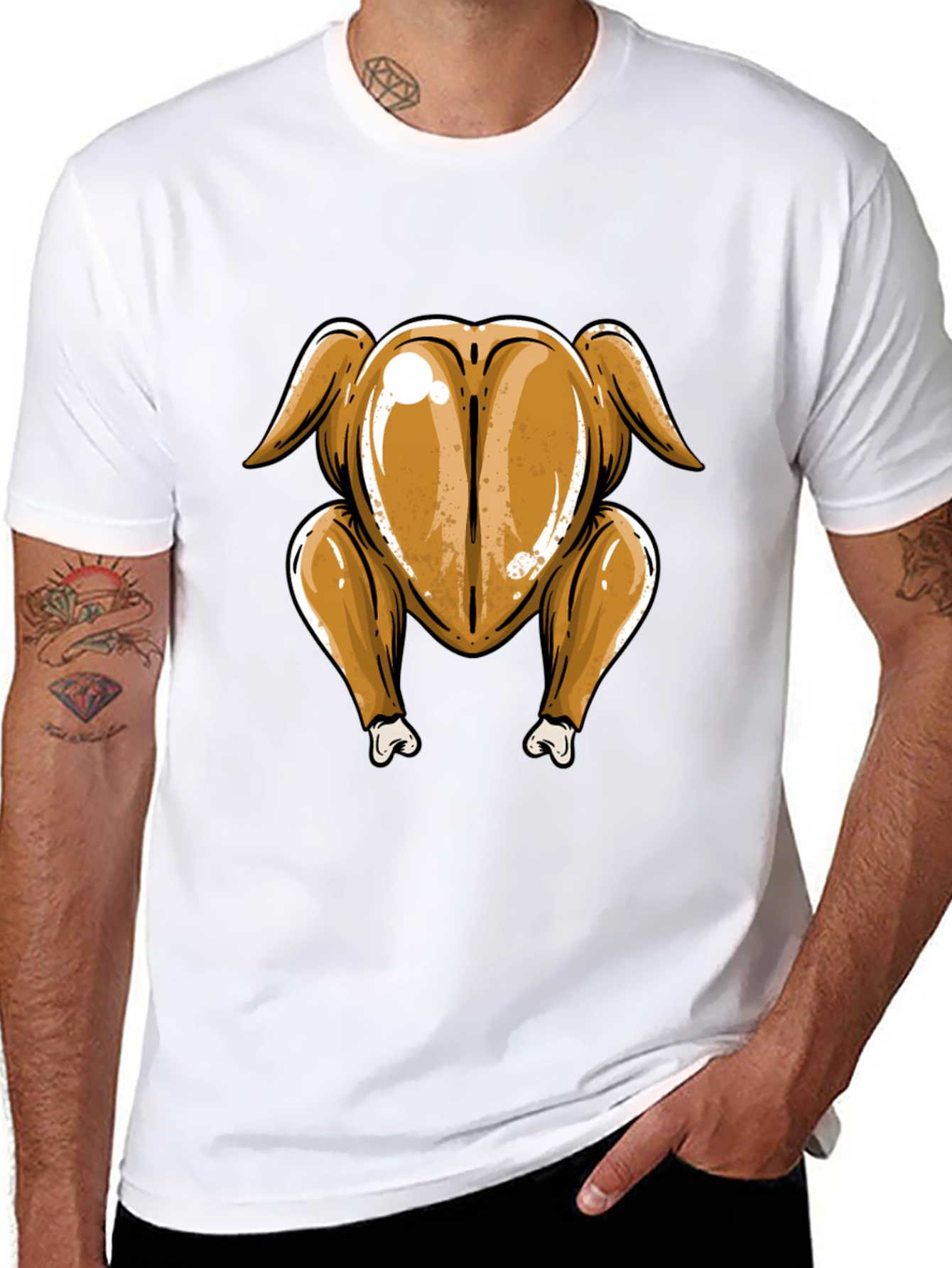 Black Roasted Turkey Butt T-Shirt - Thanksgiving Humor view 8