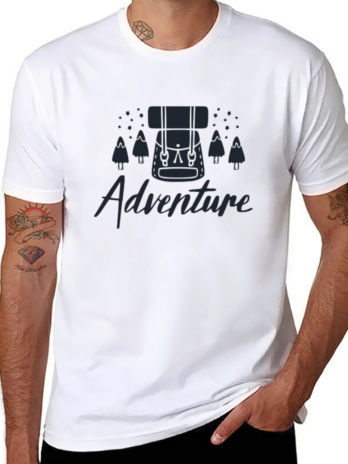 Black Adventure Graphic Tee - Hiking Backpack Design view 8