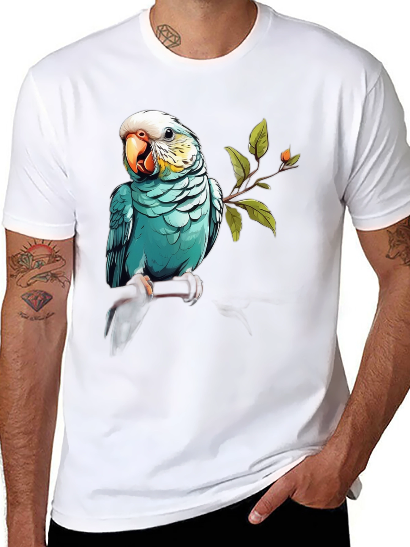Black Parrot Graphic Black T-Shirt view 8