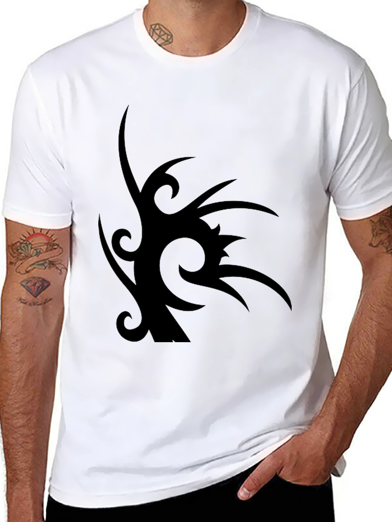 Black Tribal Tattoo Black Graphic Tee for Men view 8