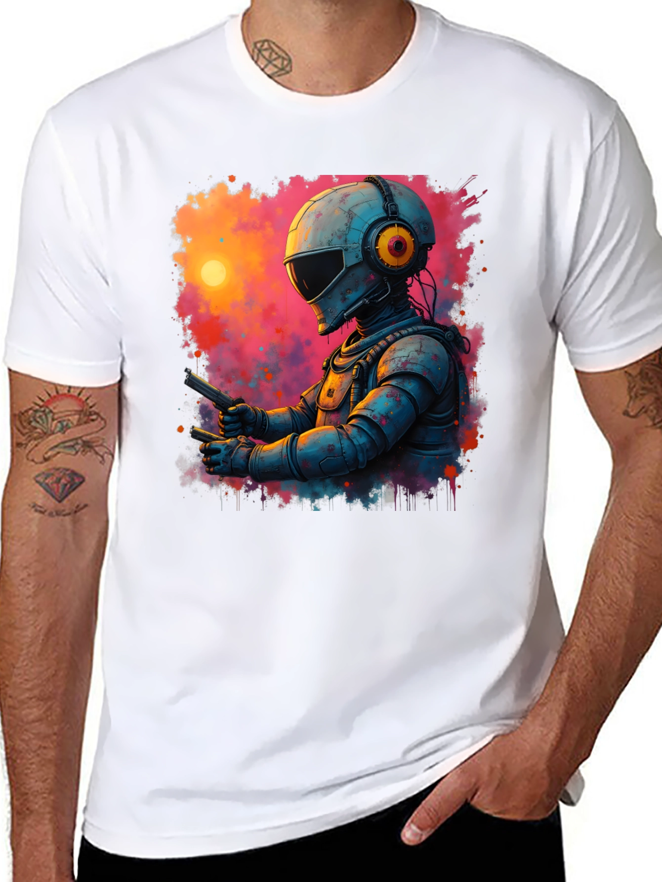 Black Retro Sci-Fi Astronaut T-Shirt view 8