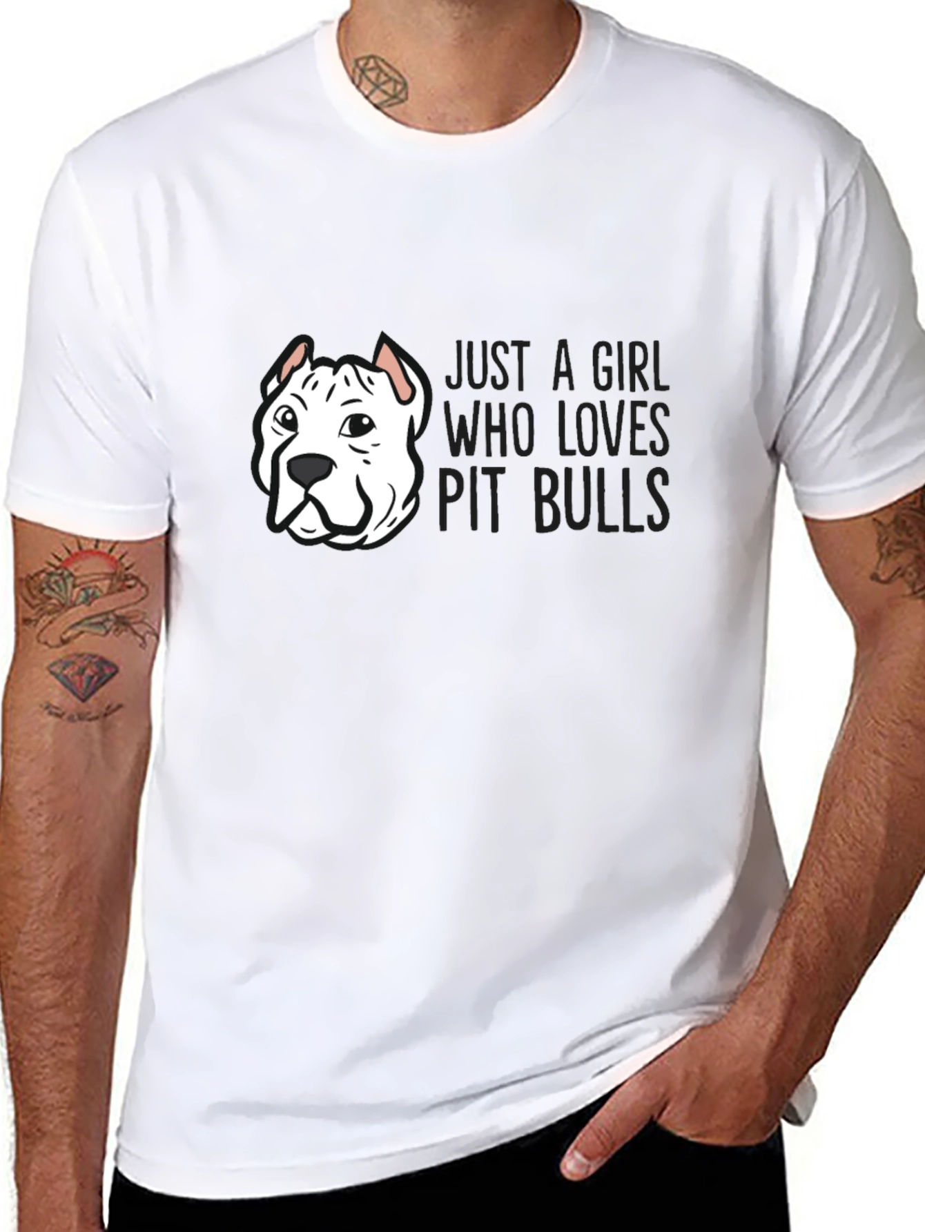 Black Just a Girl Who Loves Pit Bulls T-Shirt view 8