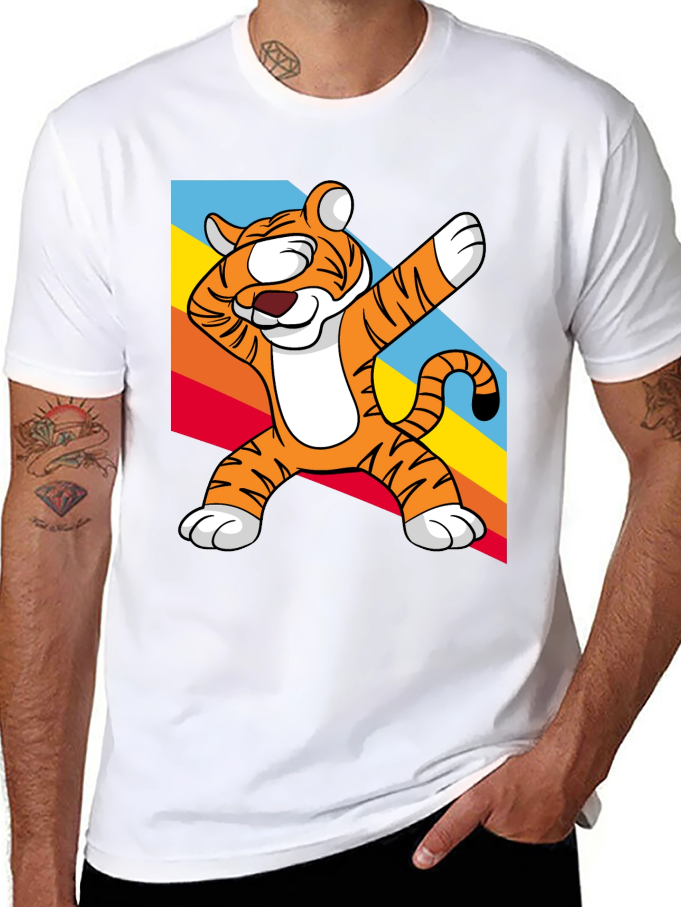 Black Dabbing Tiger Graphic Tee - Fun & Unique Design view 8