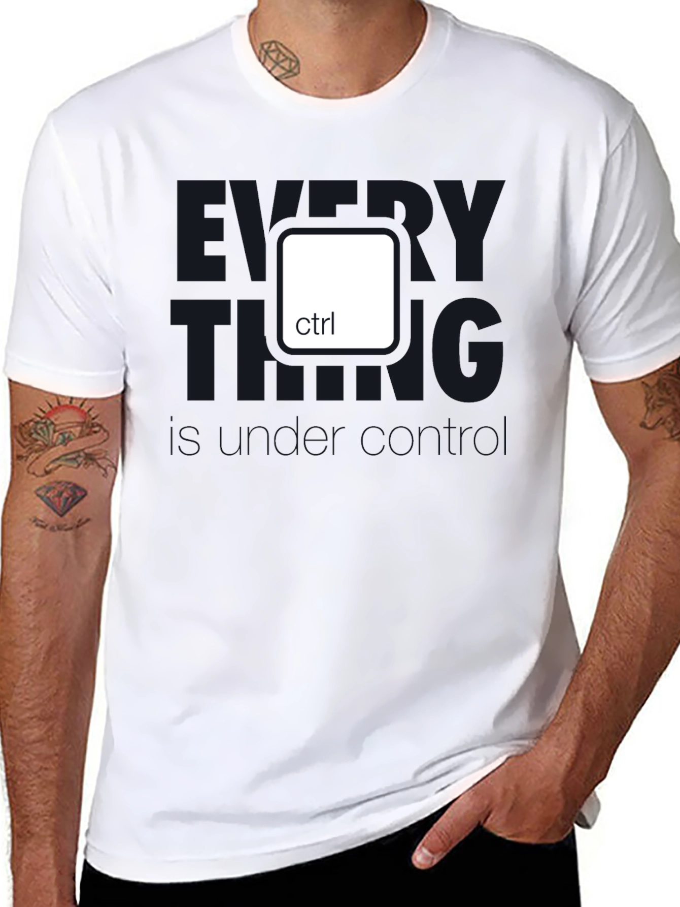 Black Control Key T-Shirt - Everything Under Control view 8