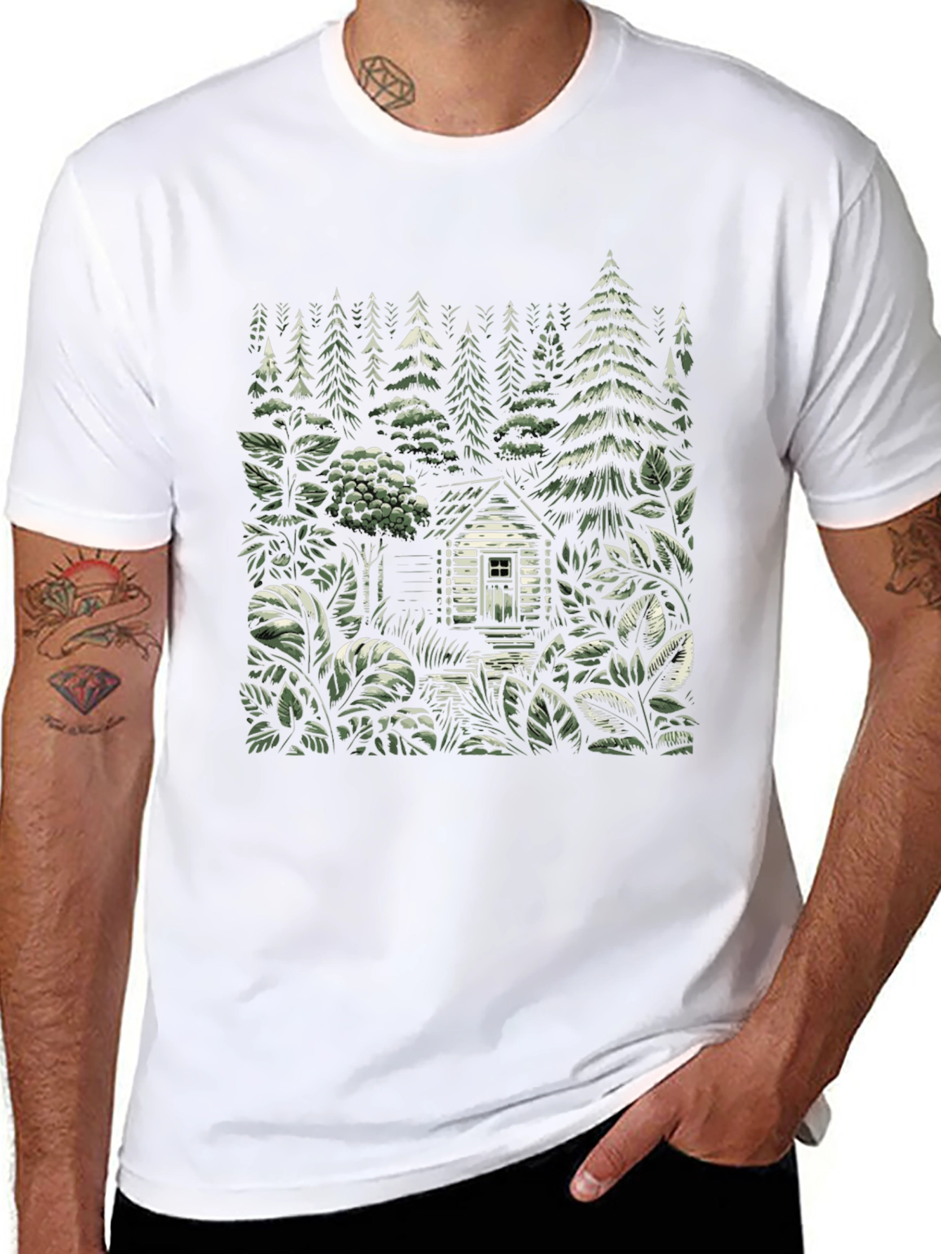 Black Cabin in the Woods Graphic Tee - Nature Lover Shirt view 8