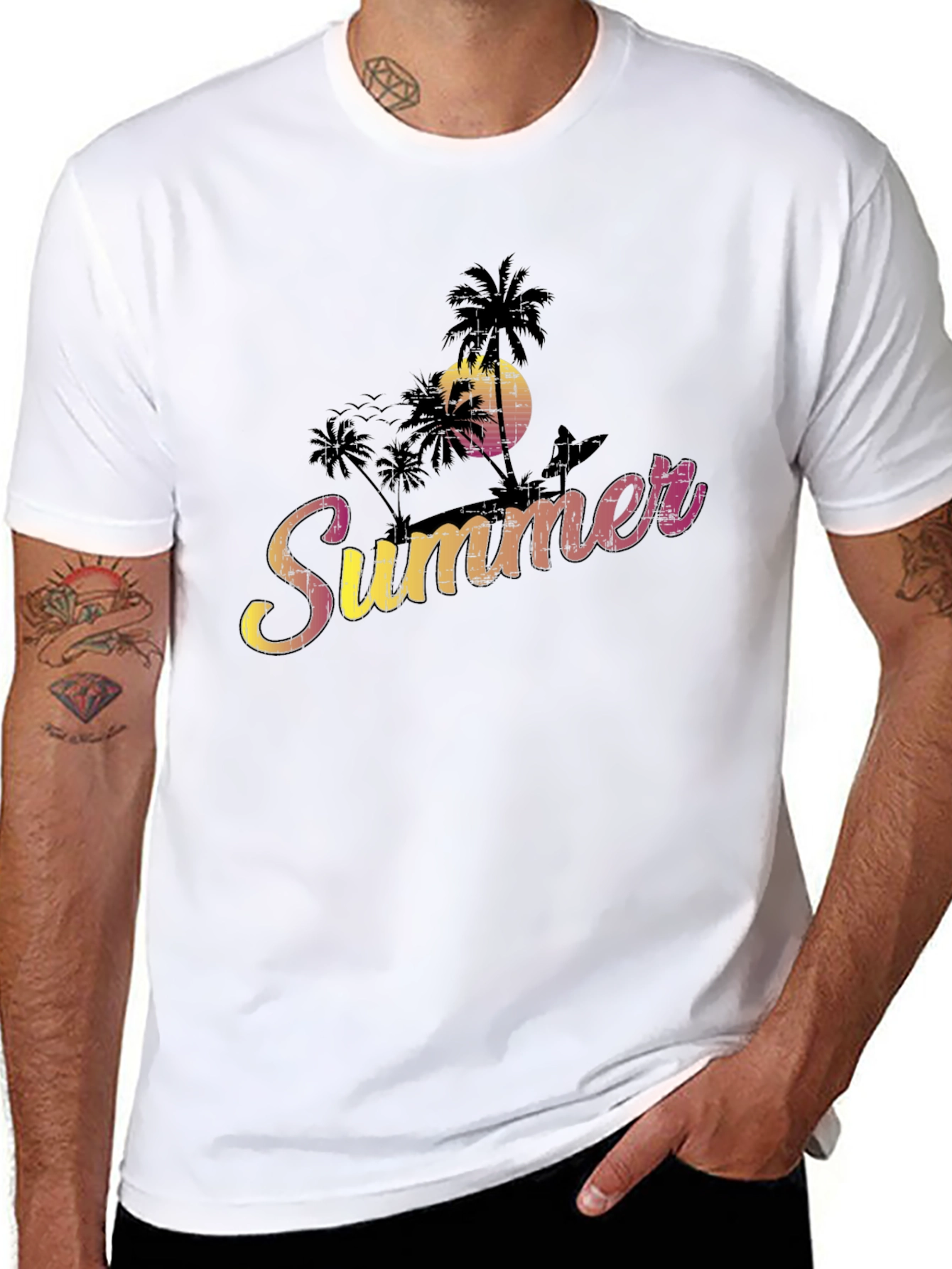 Black Summer Vibe Graphic Tee - Black Cotton Blend view 8