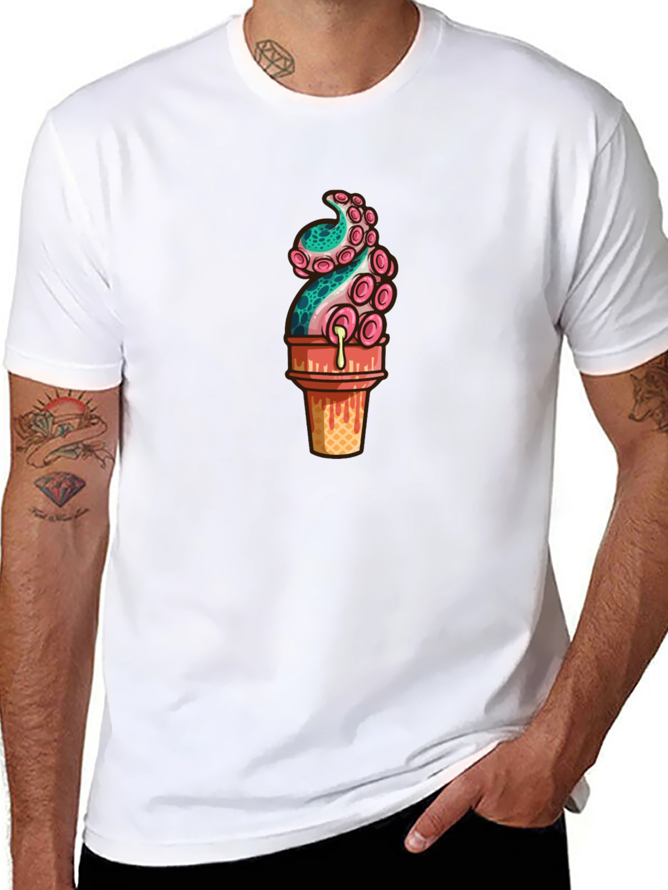 Black Octopus Ice Cream Graphic Tee view 8