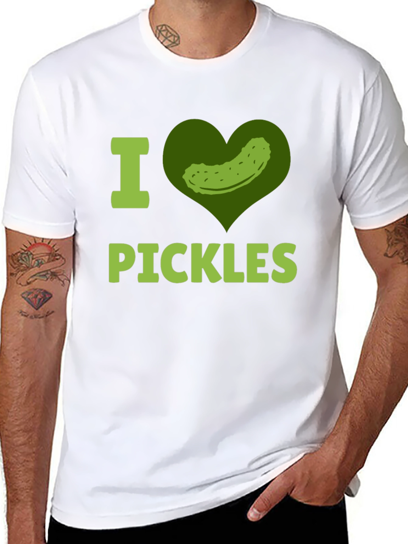 Black I Heart Pickles Funny T-Shirt  view 8