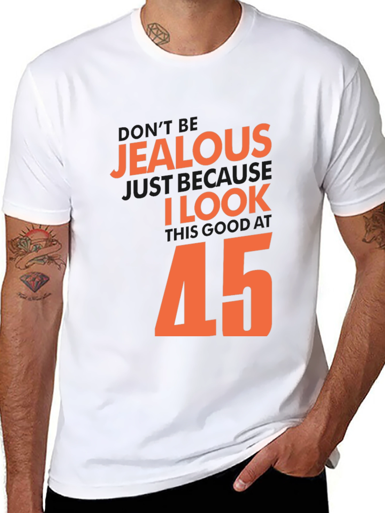 Black Don't Be Jealous I Look Good At 45 T-Shirt view 8