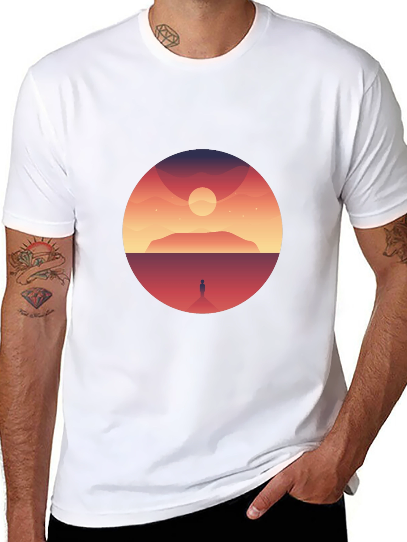 Black Sunset Silhouette Graphic Tee - Soft Cotton Blend view 8