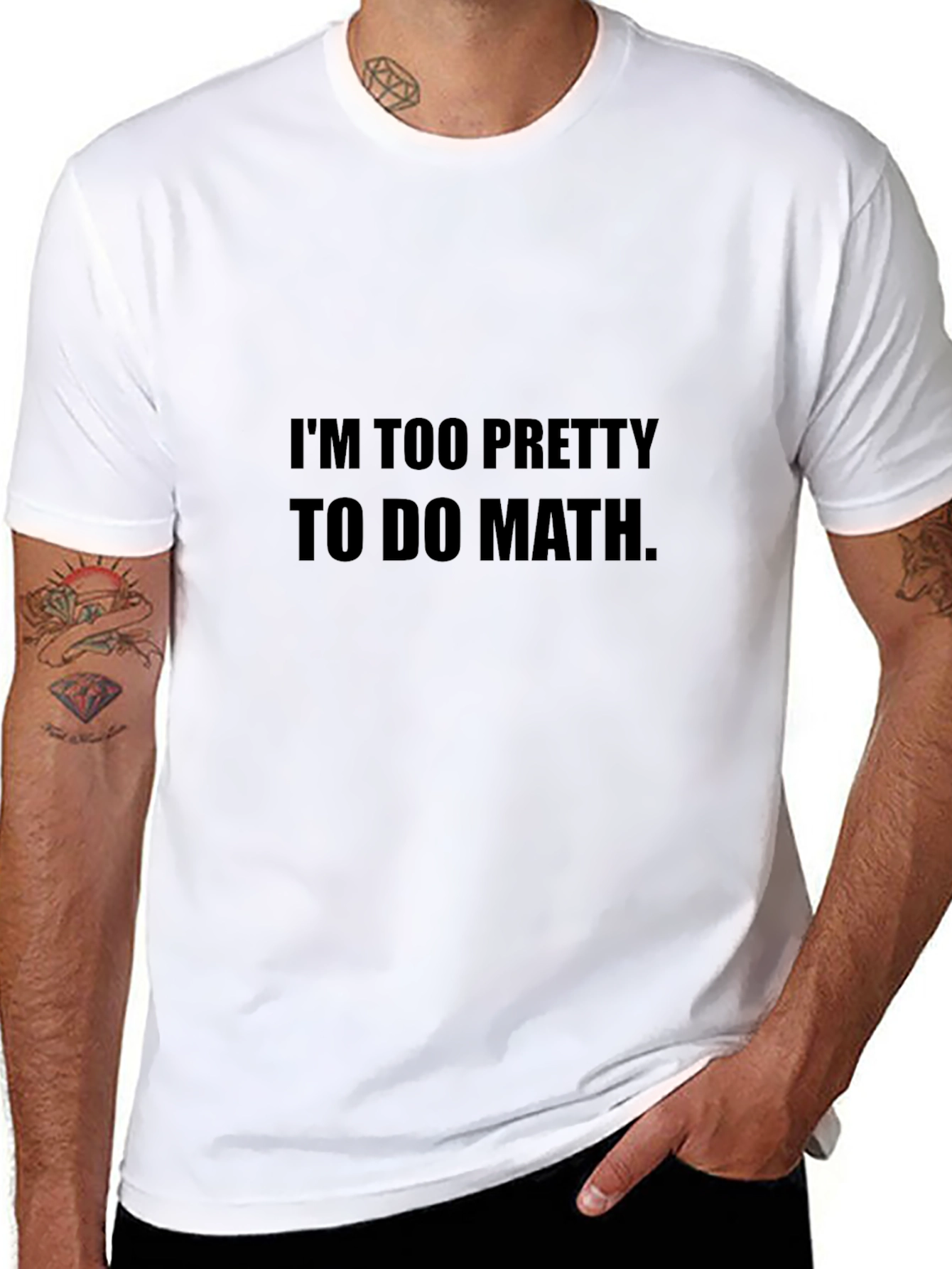 Black Funny "I'm Too Pretty to Do Math" Black T-Shirt view 8