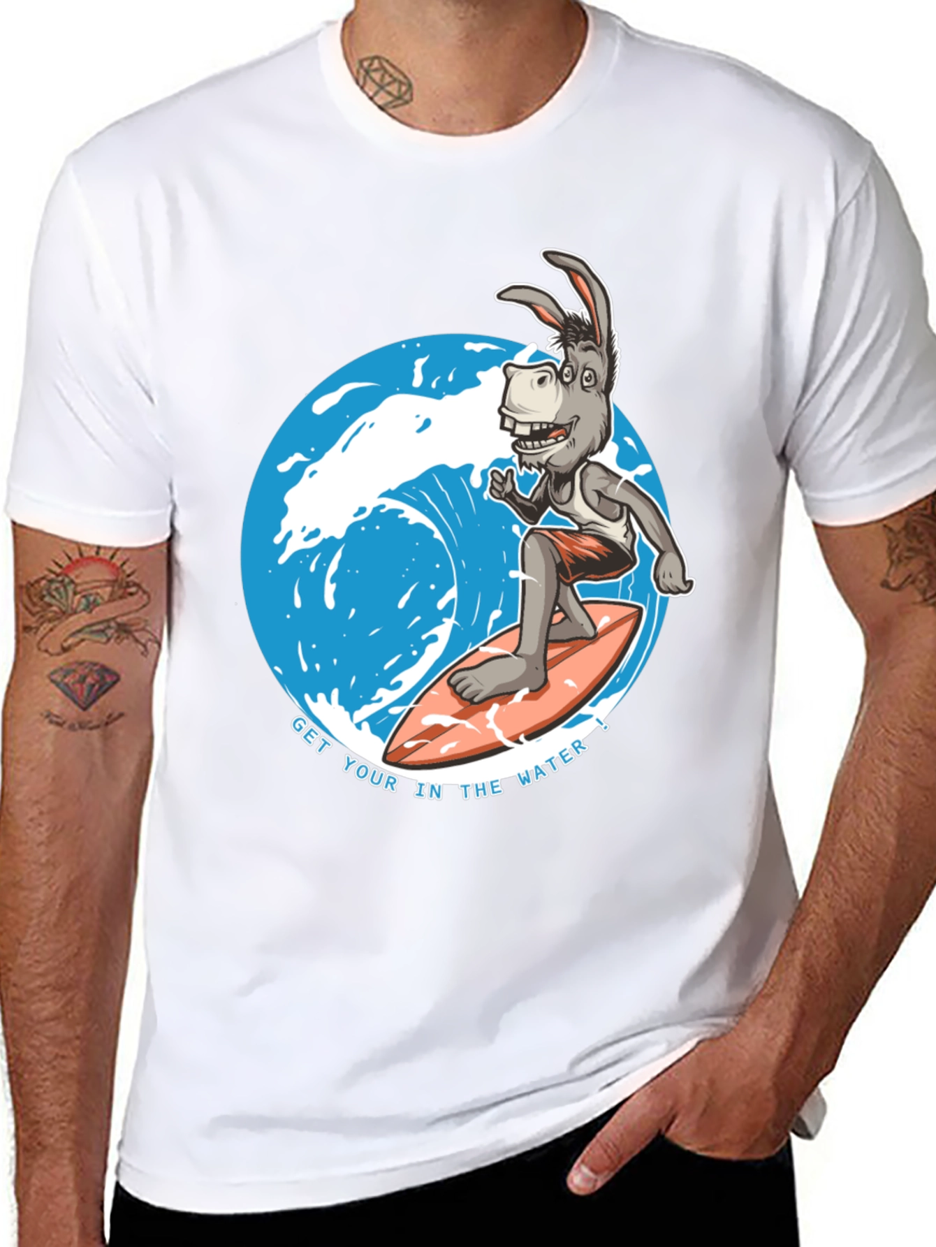 Black Surfing Donkey Graphic T-Shirt view 8