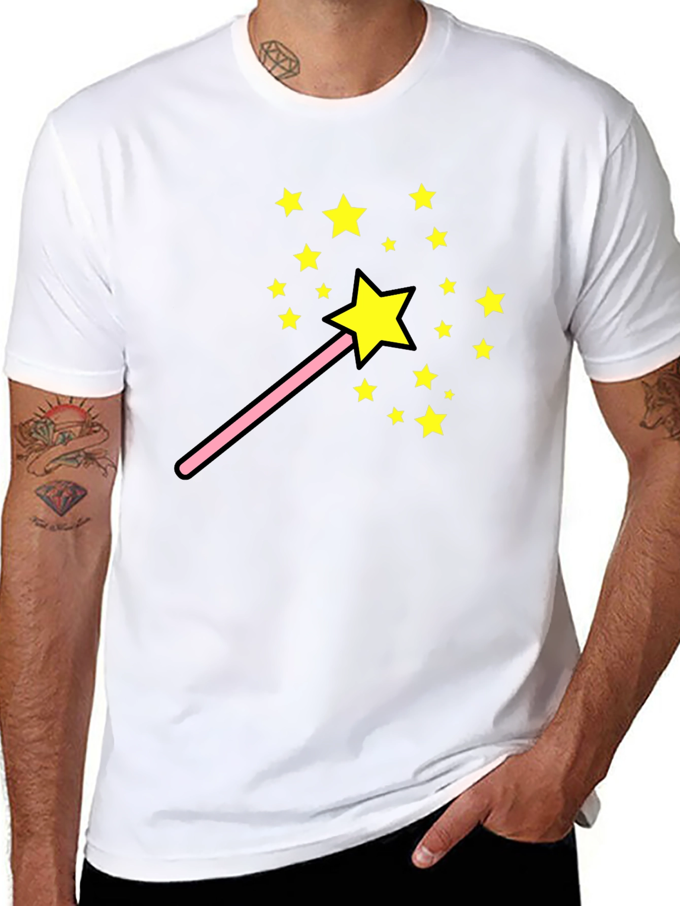 Black Magic Wand Star T-Shirt - Fun Whimsical Design view 8
