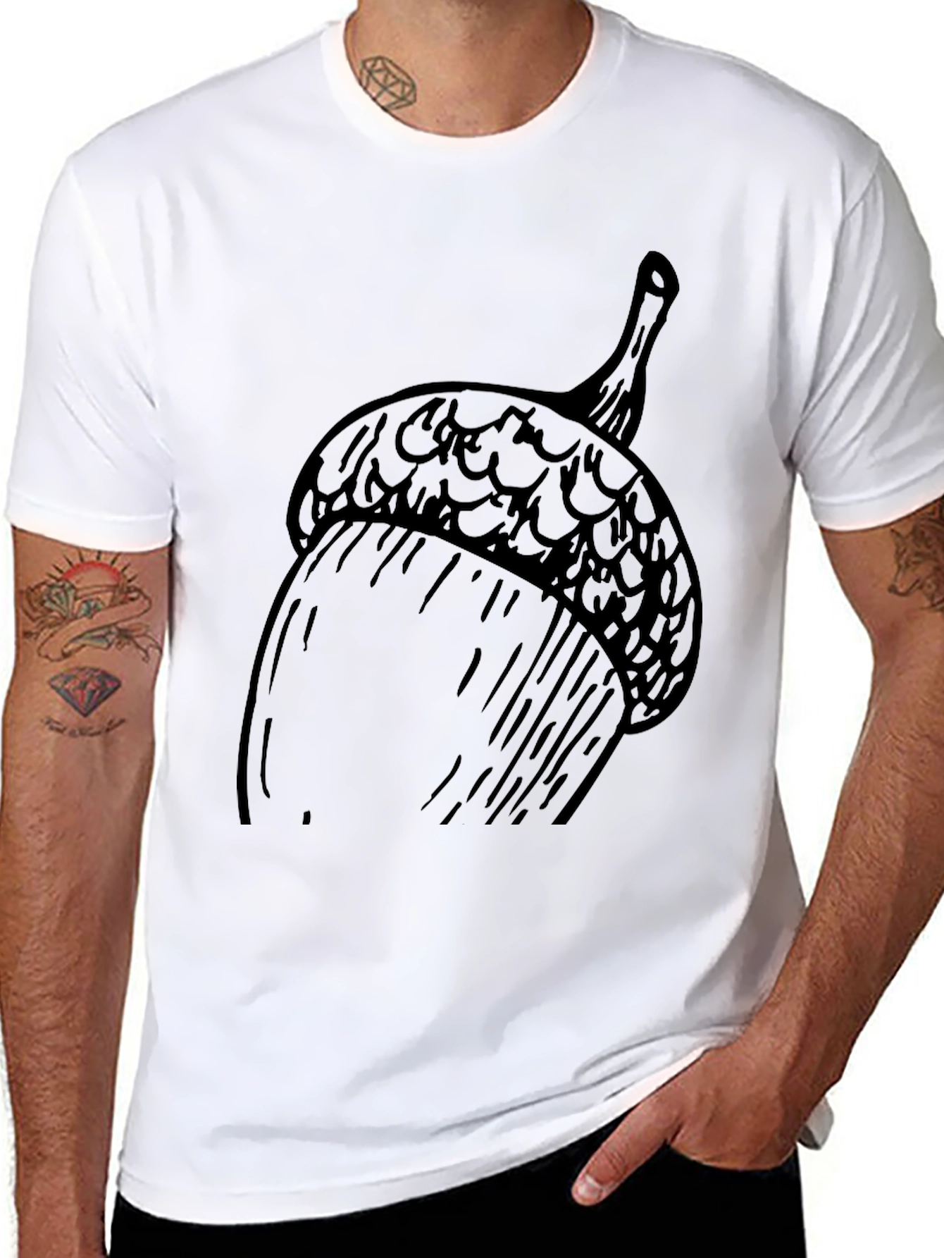 Black Acorn Graphic Tee - Nature Inspired Unisex T-Shirt view 8