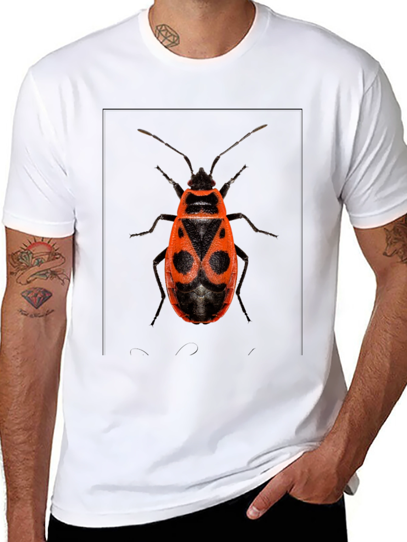 Black Bug Print Black Tee view 8