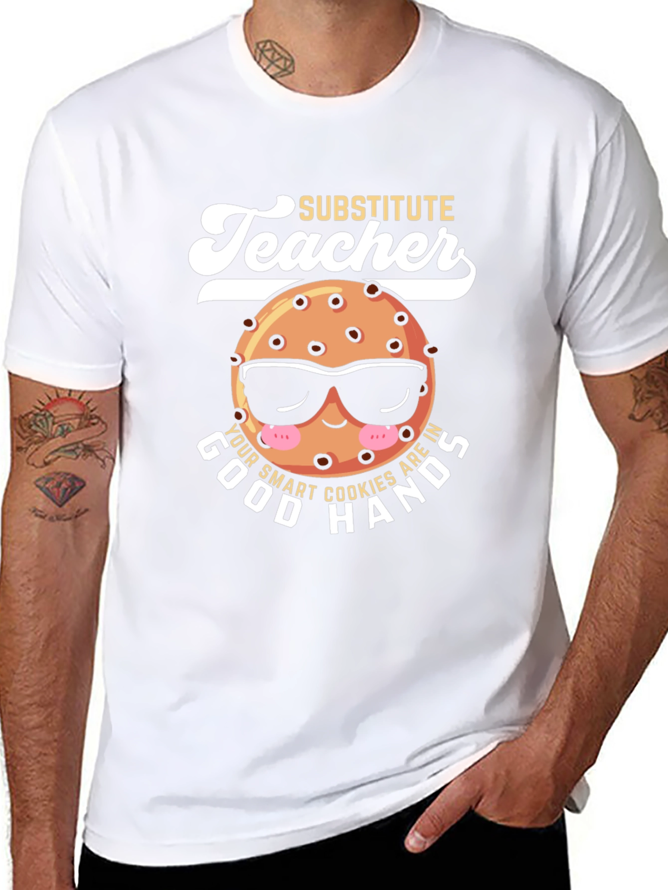 Black Substitute Teacher Cookie T-Shirt Funny Tee view 8