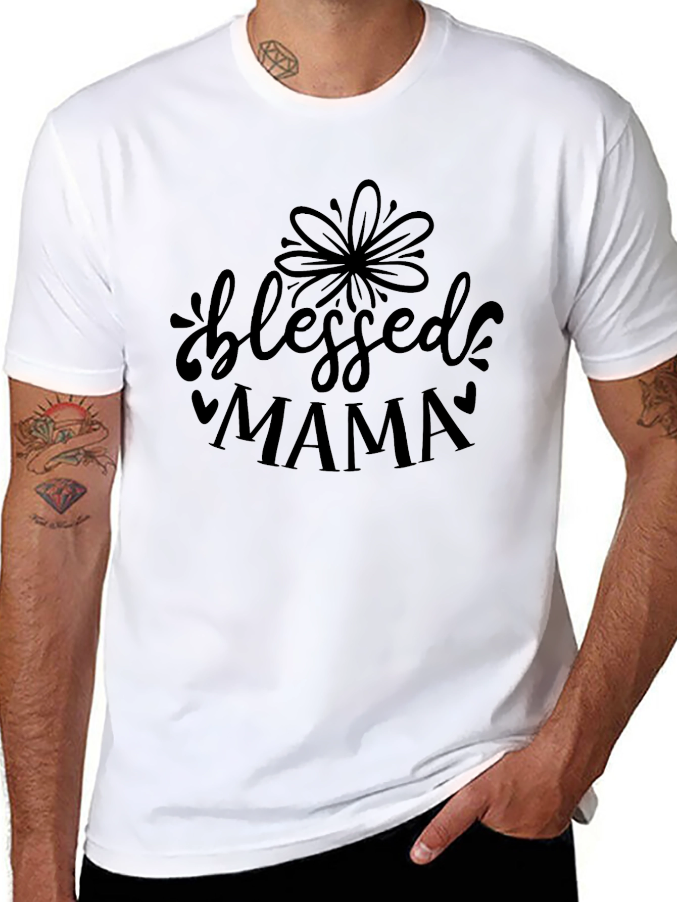 Black Blessed Mama Black Graphic Tee view 8