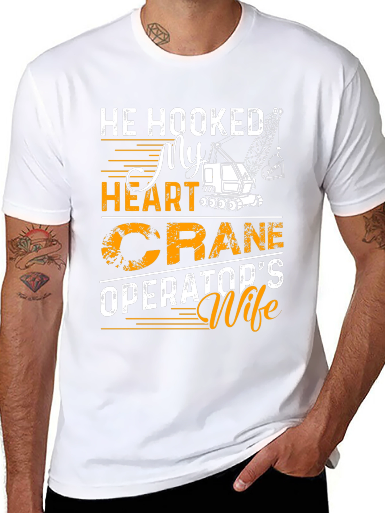 Black Crane Operator's Wife T-Shirt, He Hooked My Heart view 8