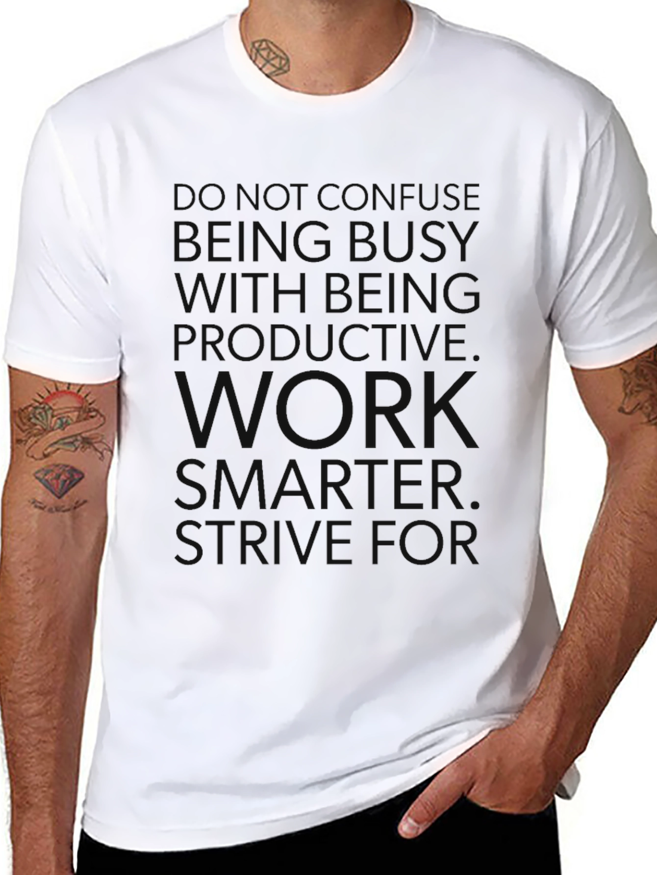 Black Work Smarter T-Shirt - Motivational Quote Tee view 8